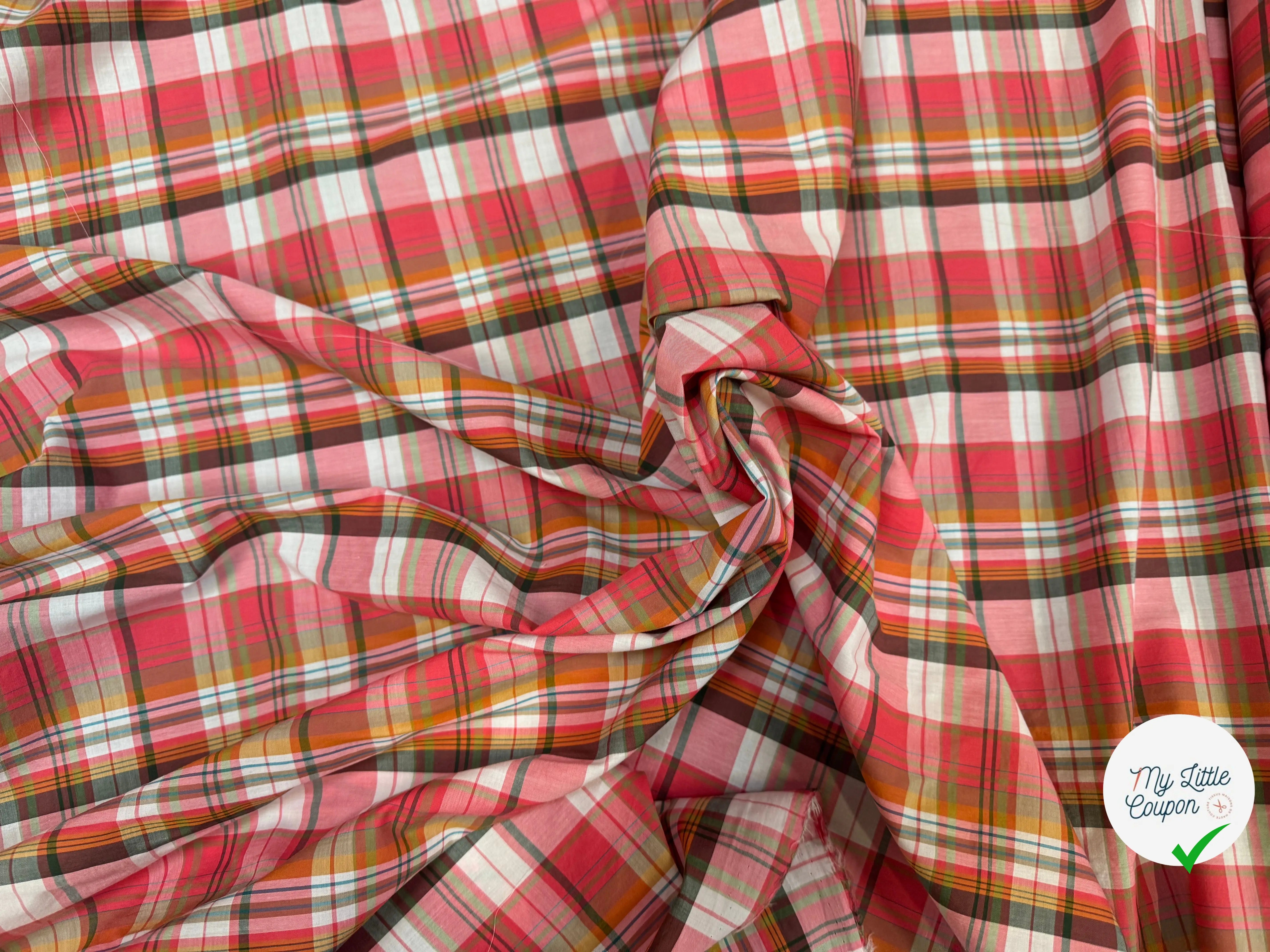 VOILE DE COTON TARTAN ROSE 13 - My Little Coupon