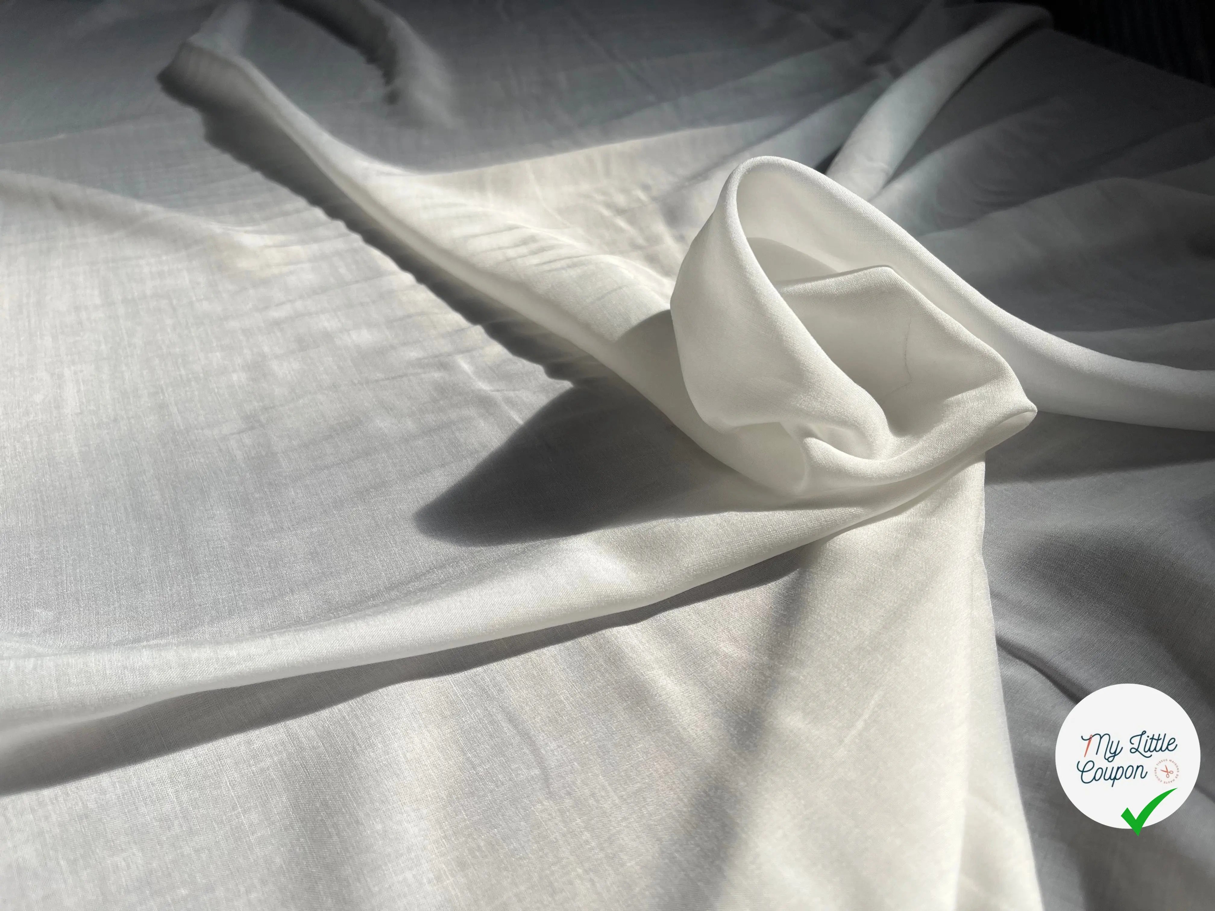 VOILE DE COTON UNI COULEUR BLANC ECRU - My Little Coupon