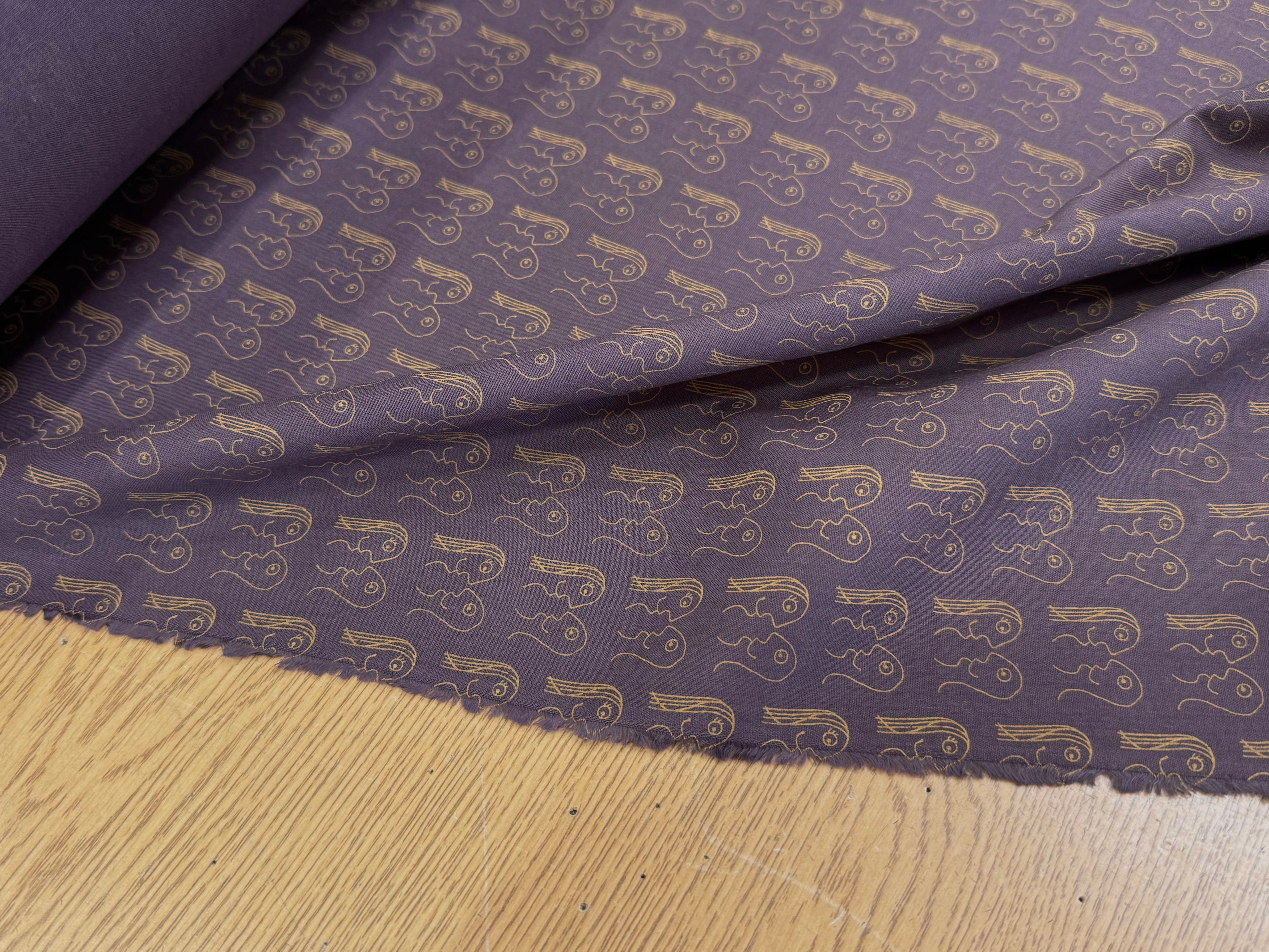 VOILE DE COTON VIOLET IMPRIMÉ EYE CONTACT - My Little Coupon