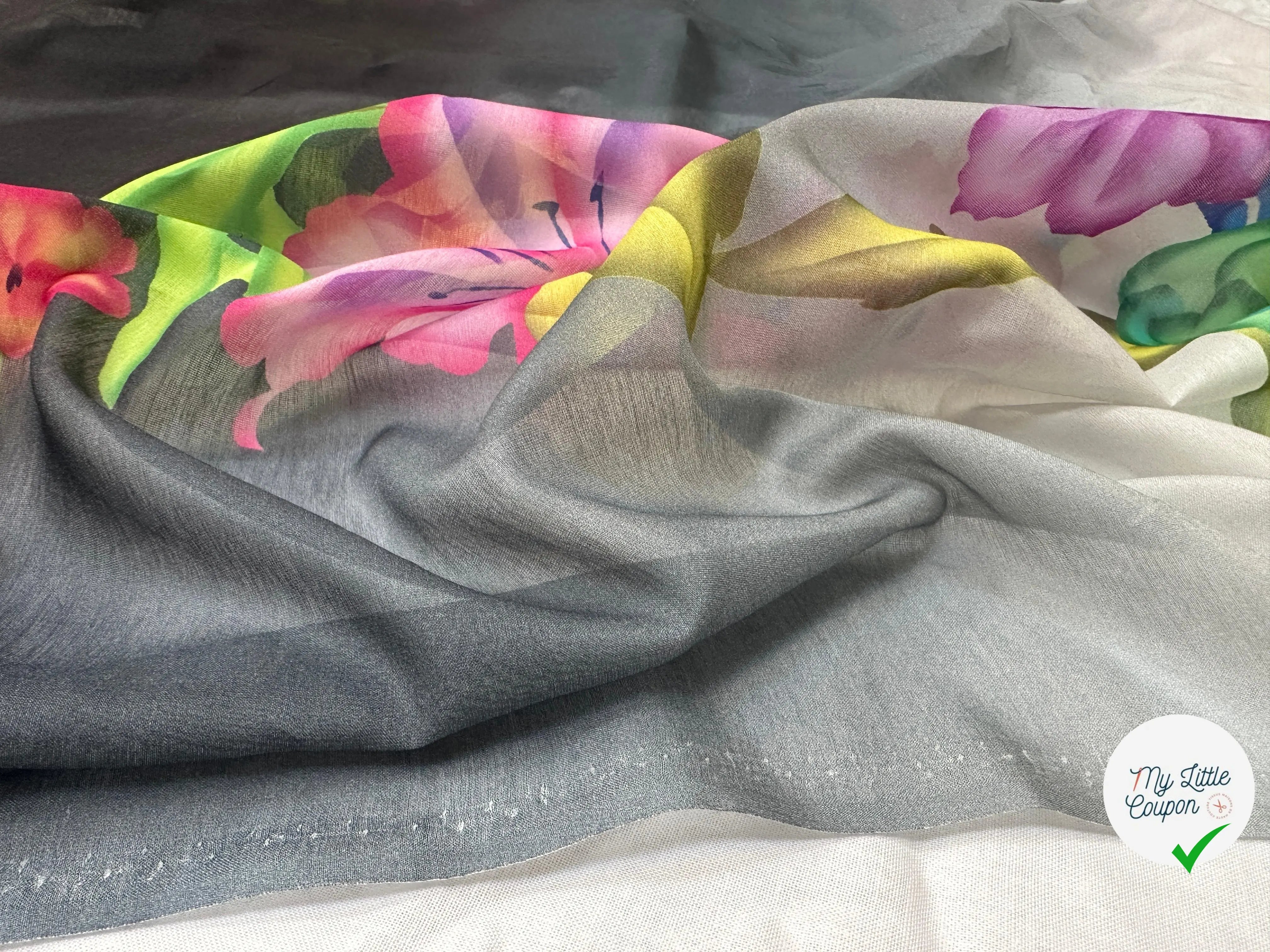 VOILE EMERISÉ COTON SOIE BASES DE FLEURS - My Little Coupon