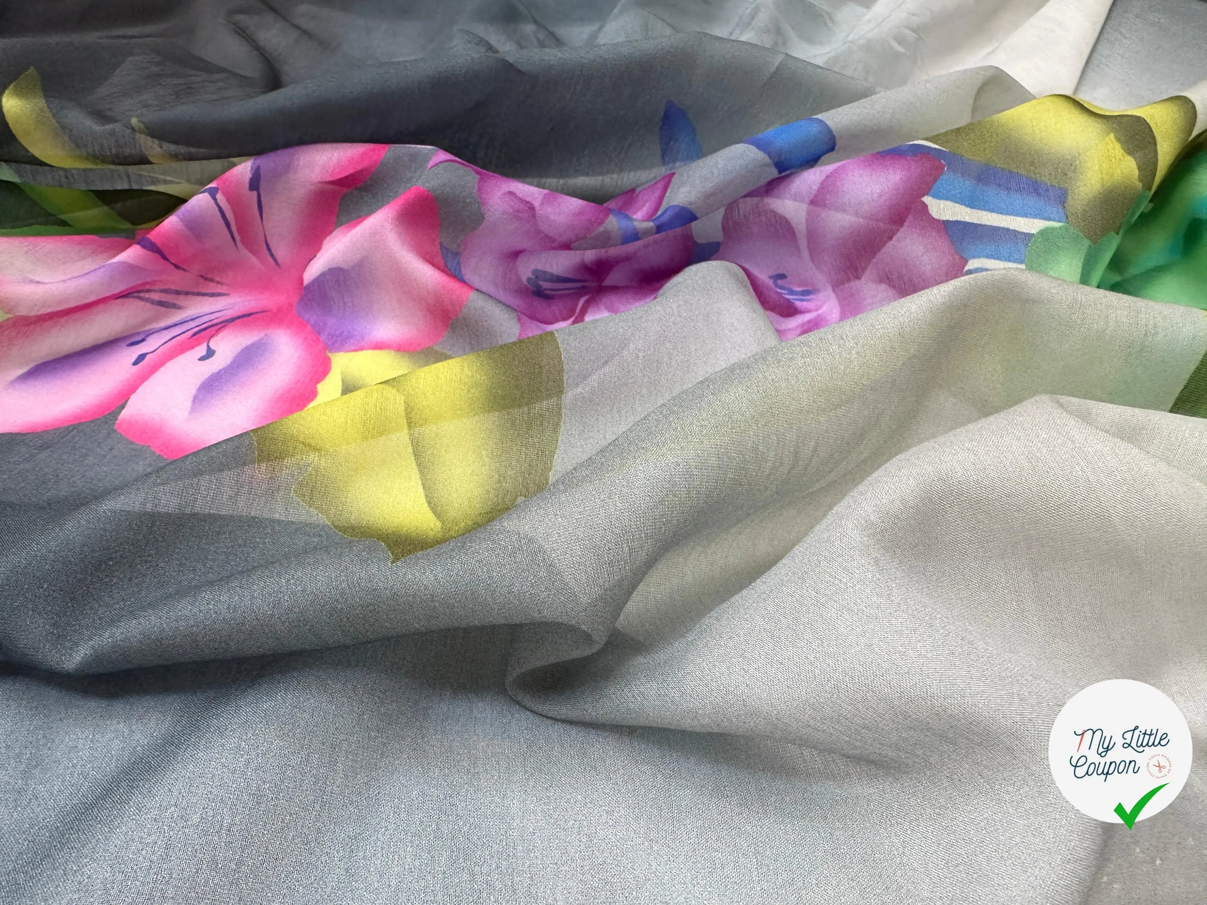 VOILE EMERISÉ COTON SOIE BASES DE FLEURS - My Little Coupon