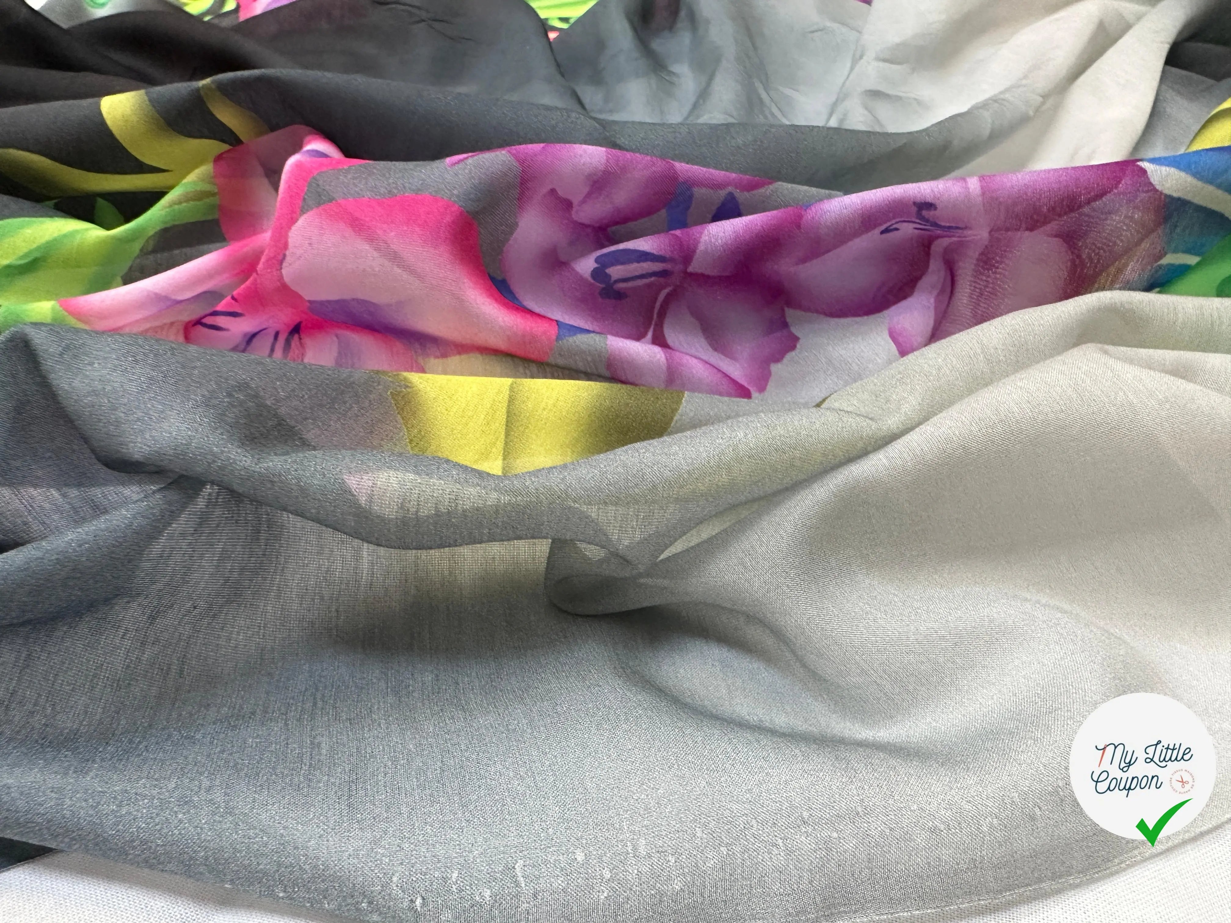 VOILE EMERISÉ COTON SOIE BASES DE FLEURS - My Little Coupon