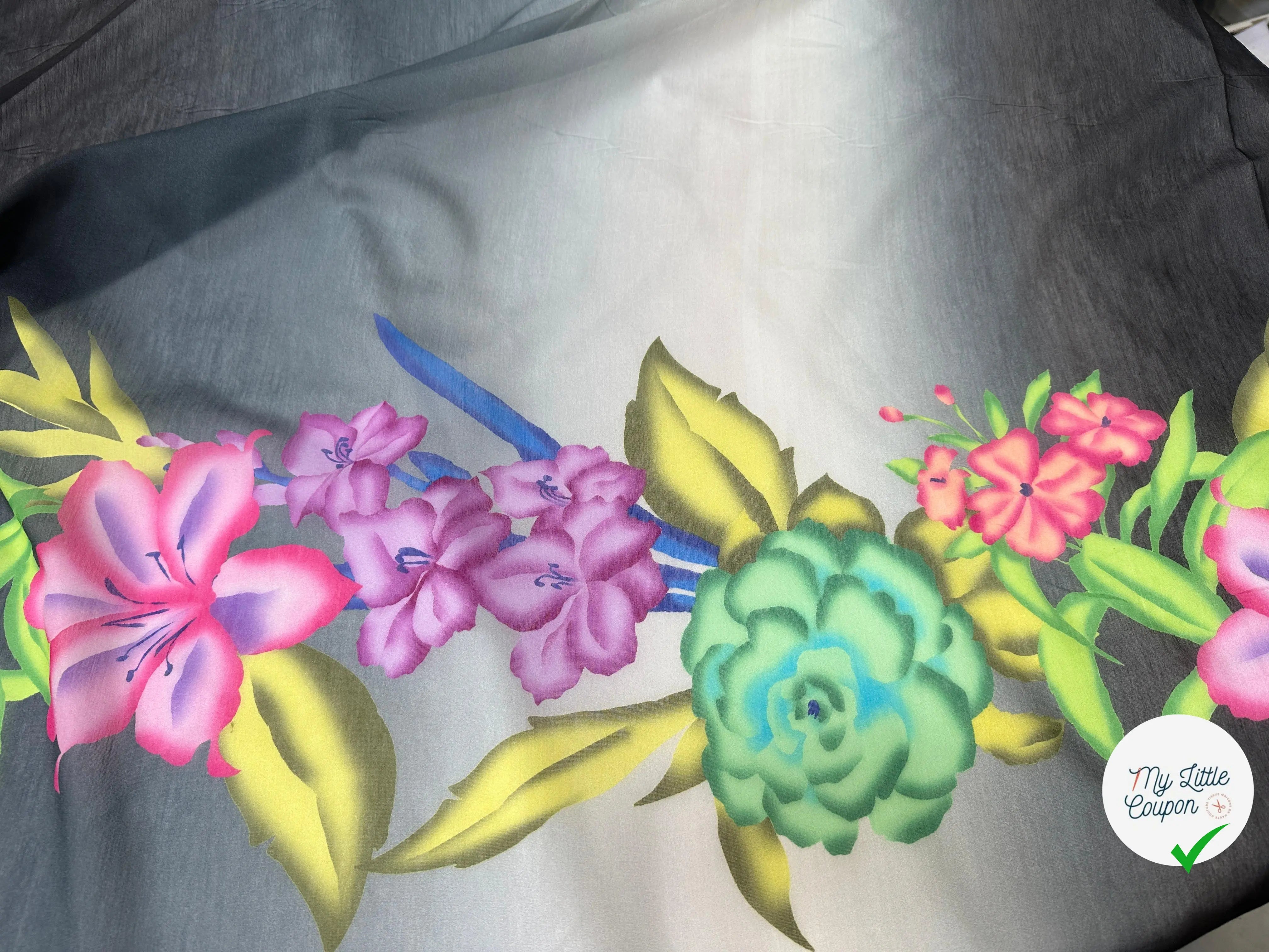 VOILE EMERISÉ COTON SOIE BASES DE FLEURS - My Little Coupon