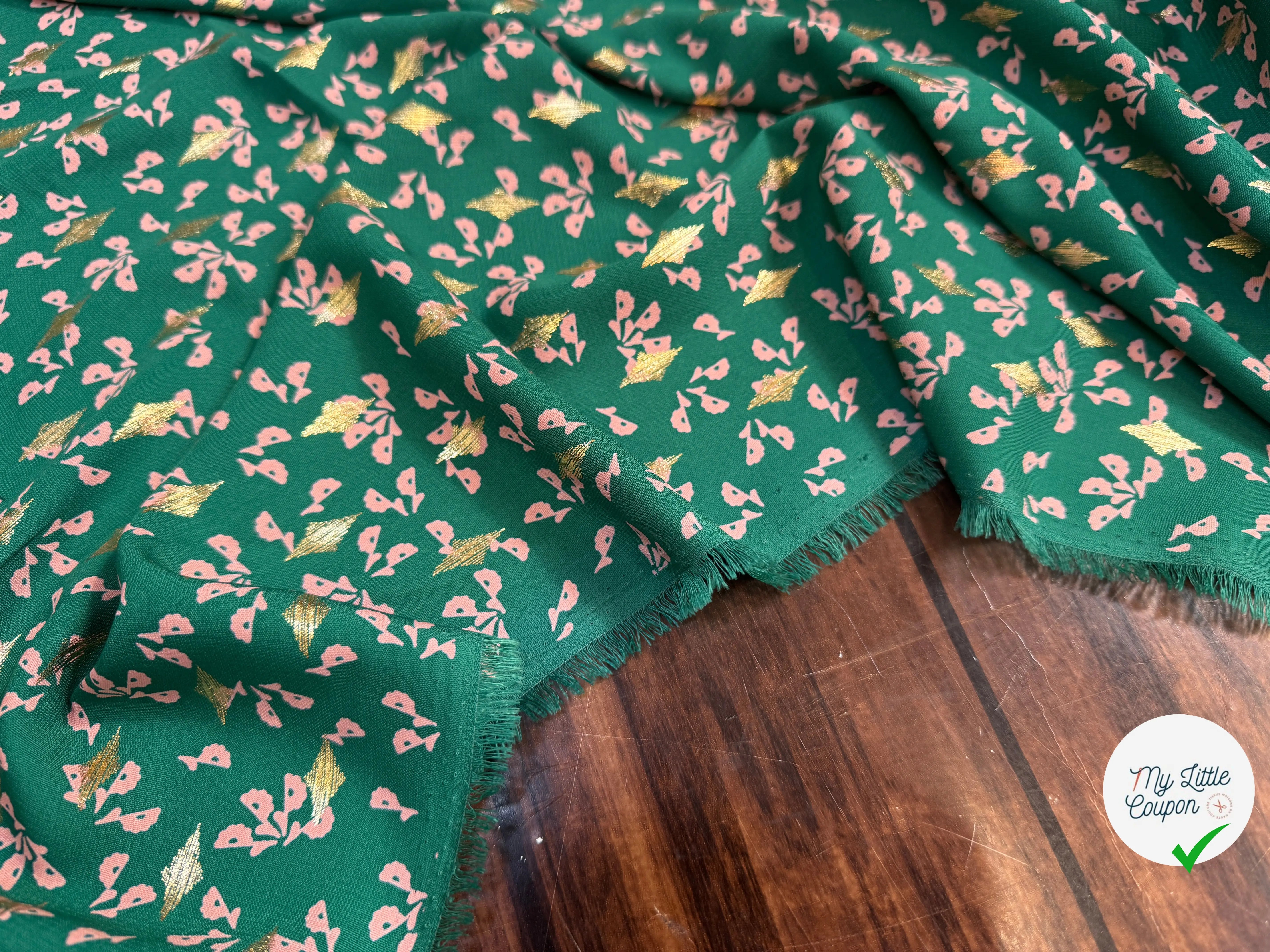 WOOLPEACH FLEURS REFLETS OR FOND VERT - My Little Coupon