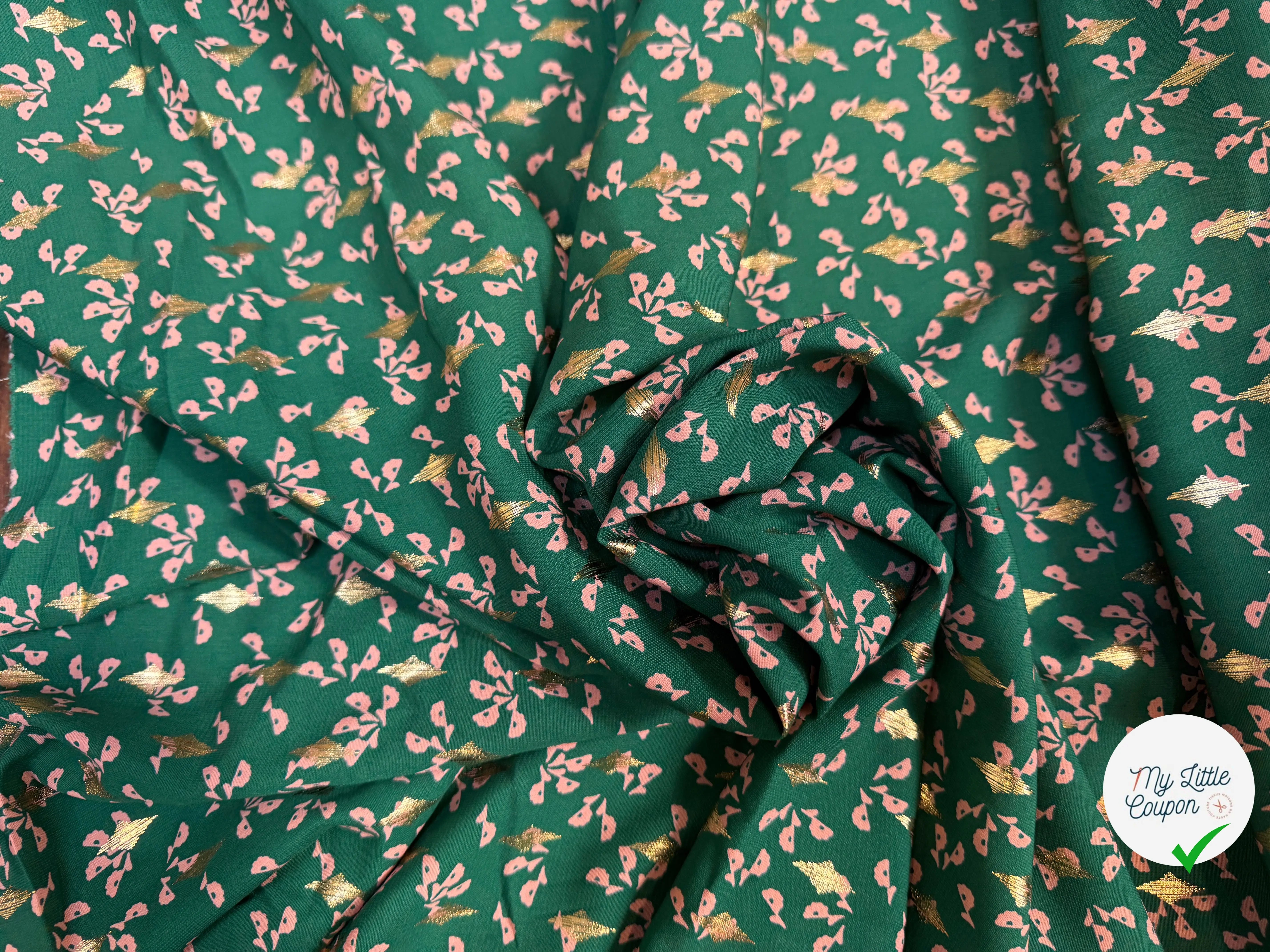 WOOLPEACH FLEURS REFLETS OR FOND VERT - My Little Coupon