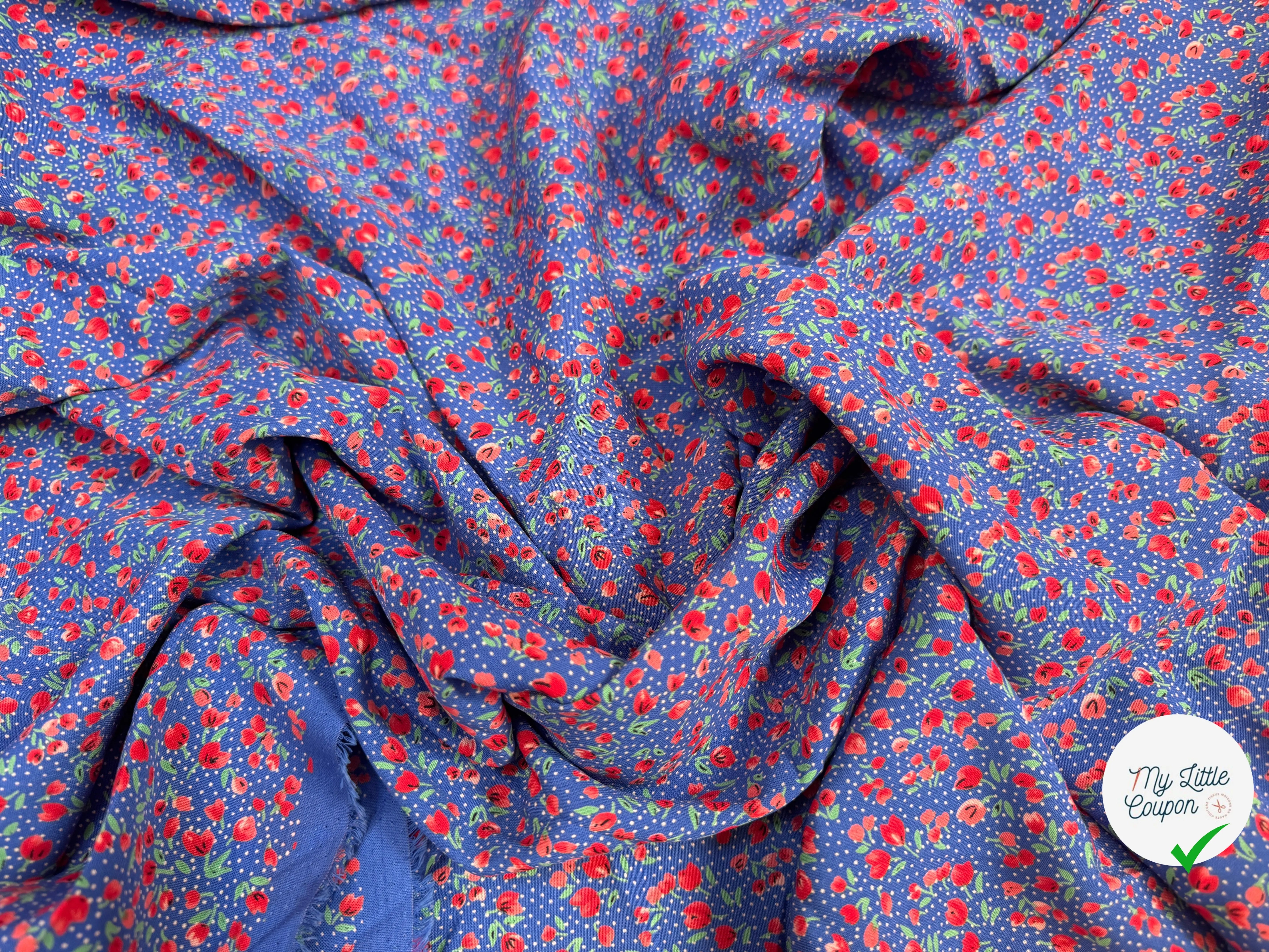 WOOLPEACH PTITE FLEURS ROUGE FOND BLEU - My Little Coupon