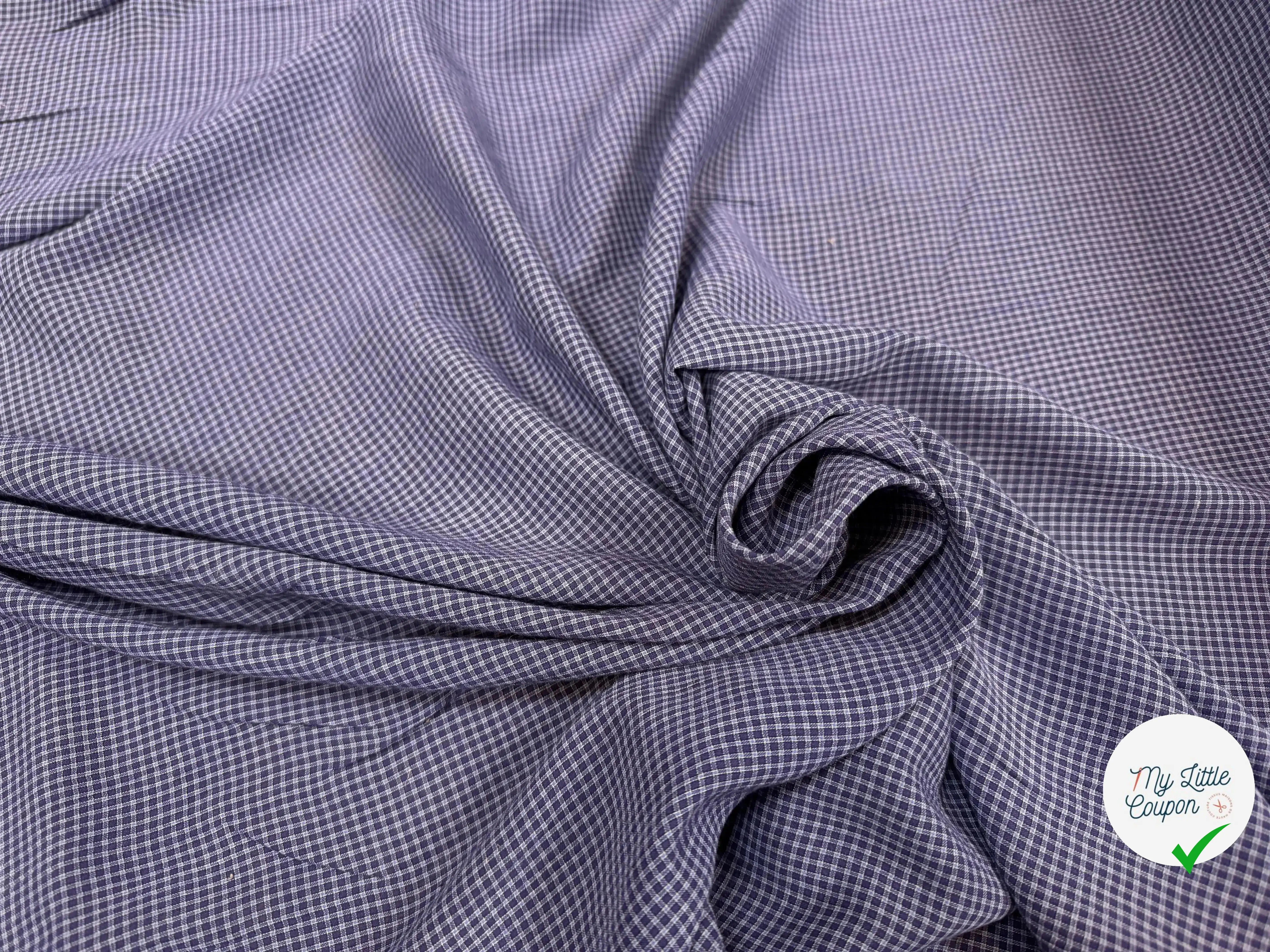 COTON LEGER LEGERMENT GAUFFRE PETIT CARREAUX BLEU - My Little Coupon