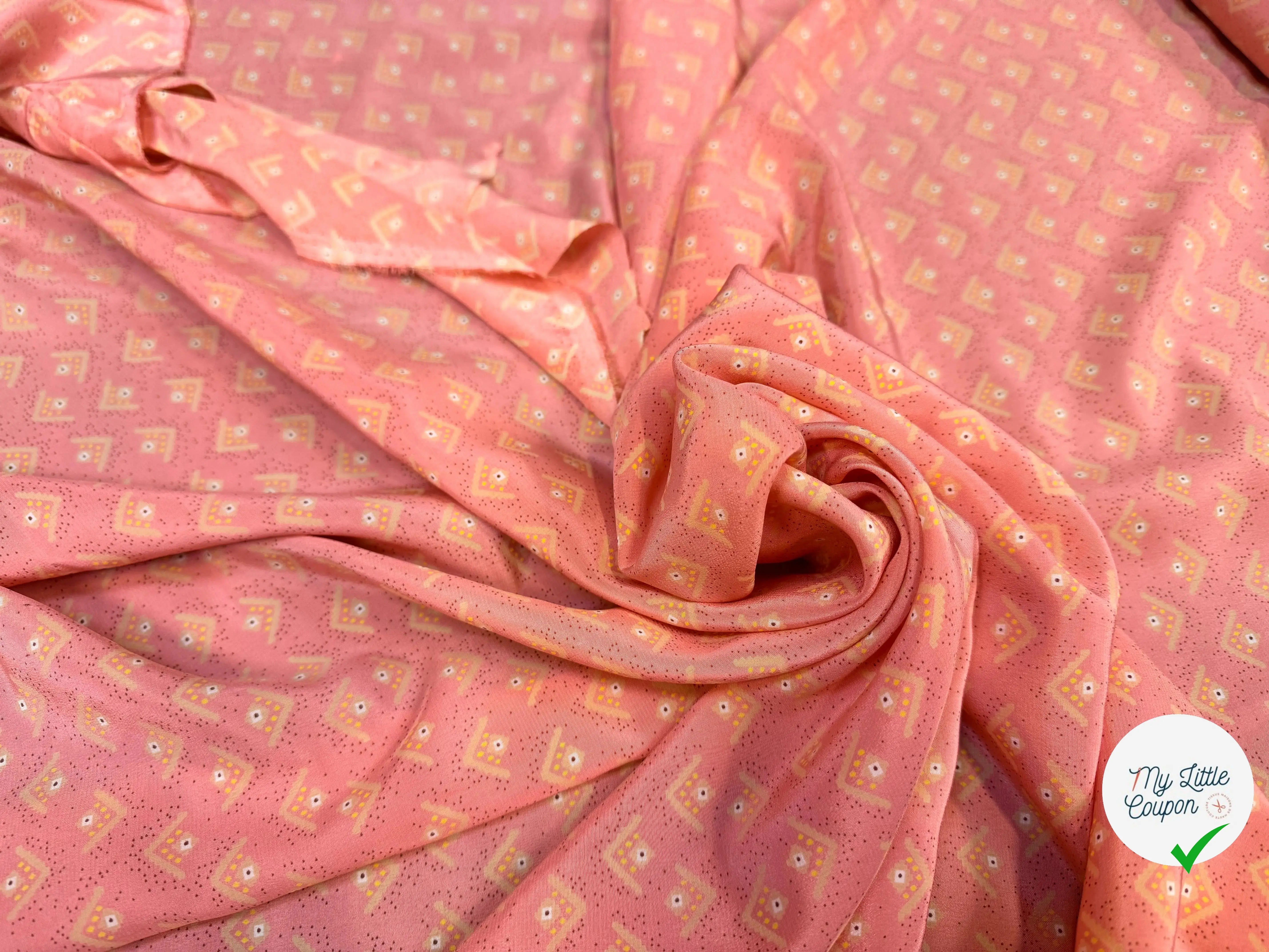 CREPE DE CHINE SOIE DELHI PRINT 16 MOMME ROSE - My Little Coupon