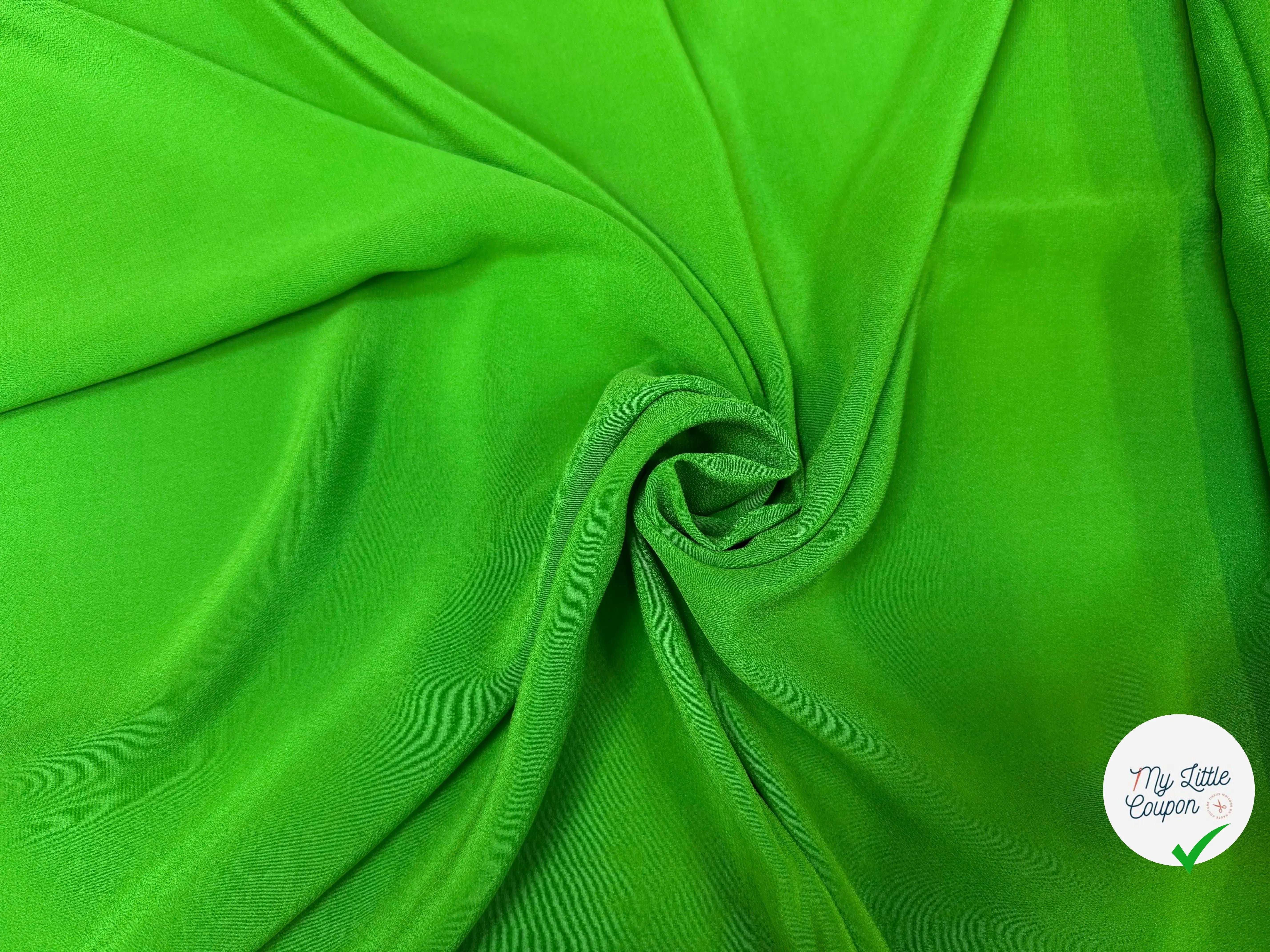 CREPE DE CHINE SOIE UNIE VERT PRESQUE FLUO - My Little Coupon