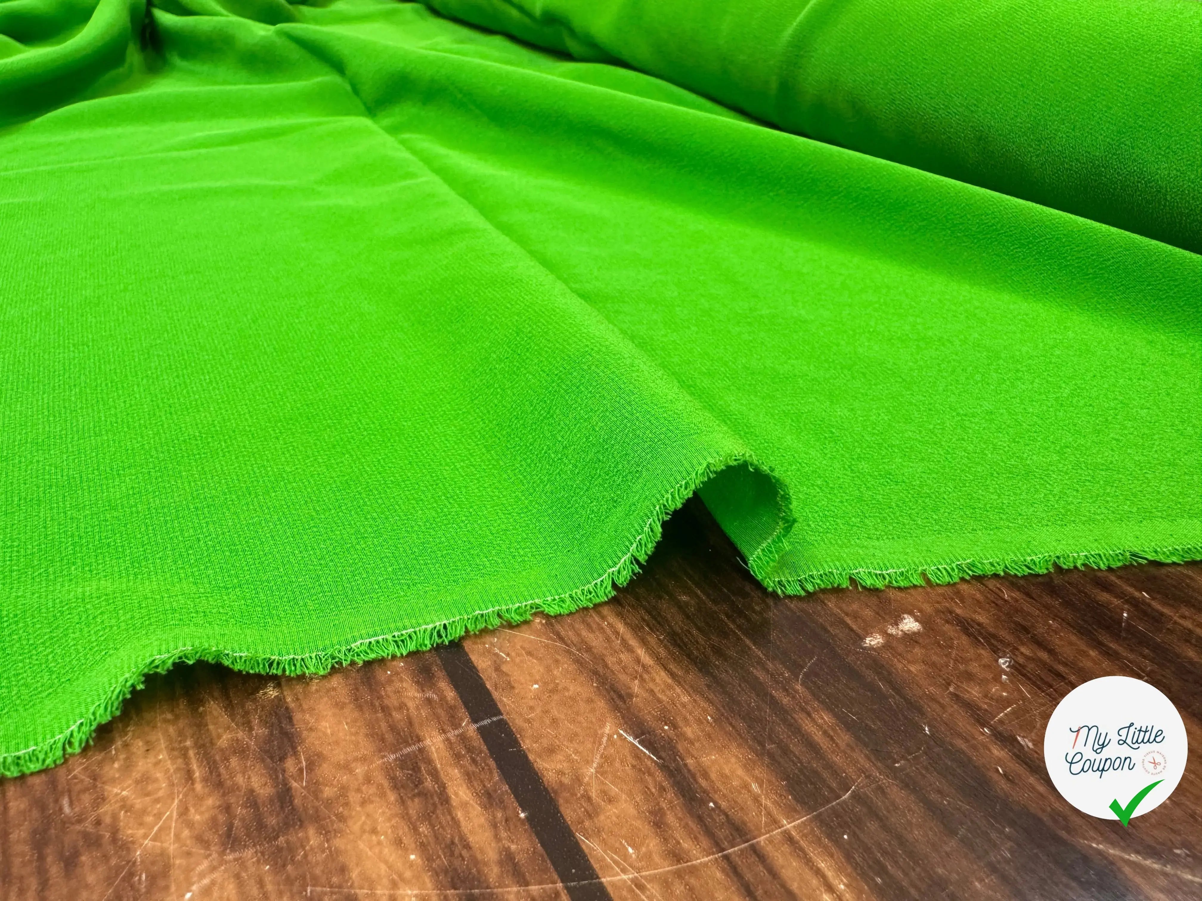 CREPE DE CHINE SOIE UNIE VERT PRESQUE FLUO - My Little Coupon