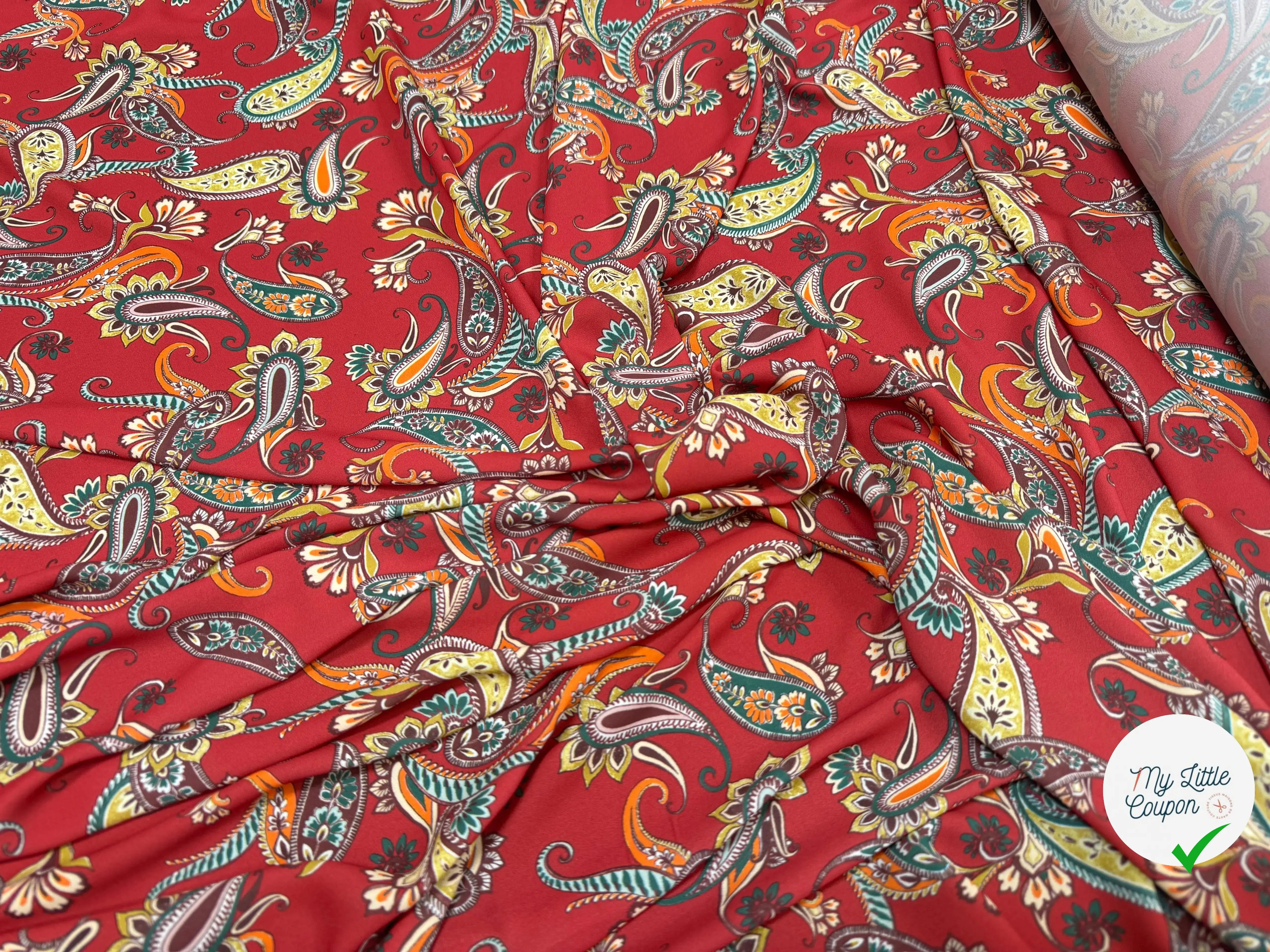 CREPE DE PAISLEY BURGUNDY - My Little Coupon