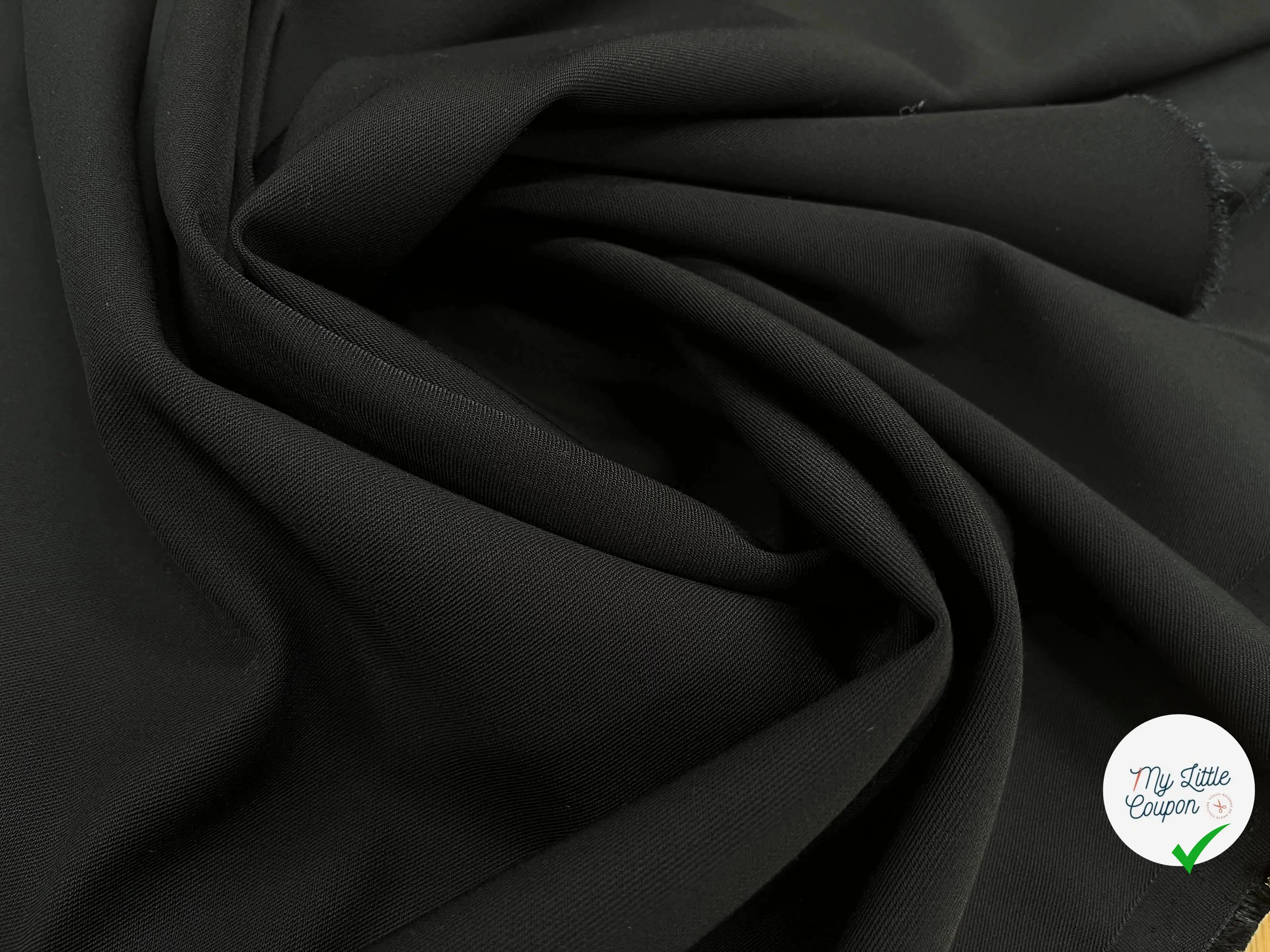 CREPE VISCOSE SERGEE NOIR UNI STRETCH - My Little Coupon