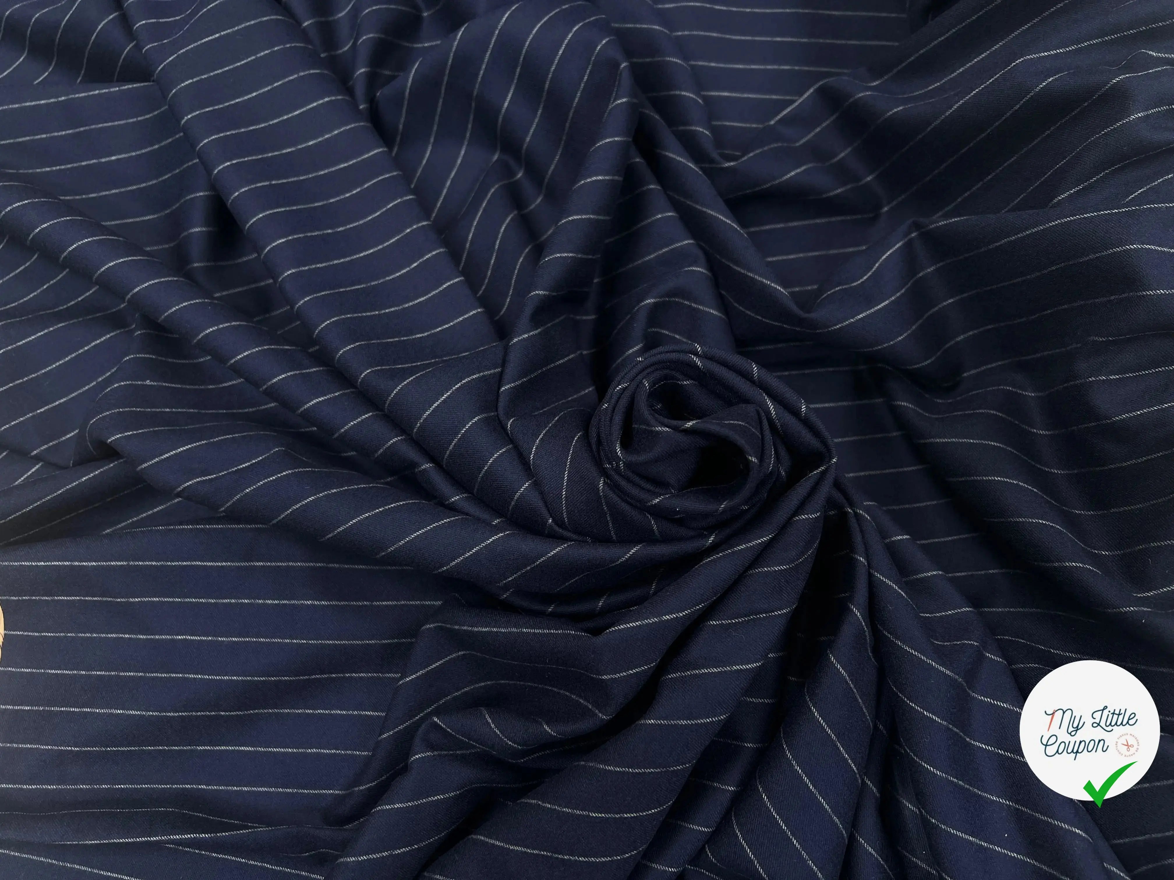 FLANELLE DE LAINE RAYURE ULTRA CHIC MARINE - My Little Coupon