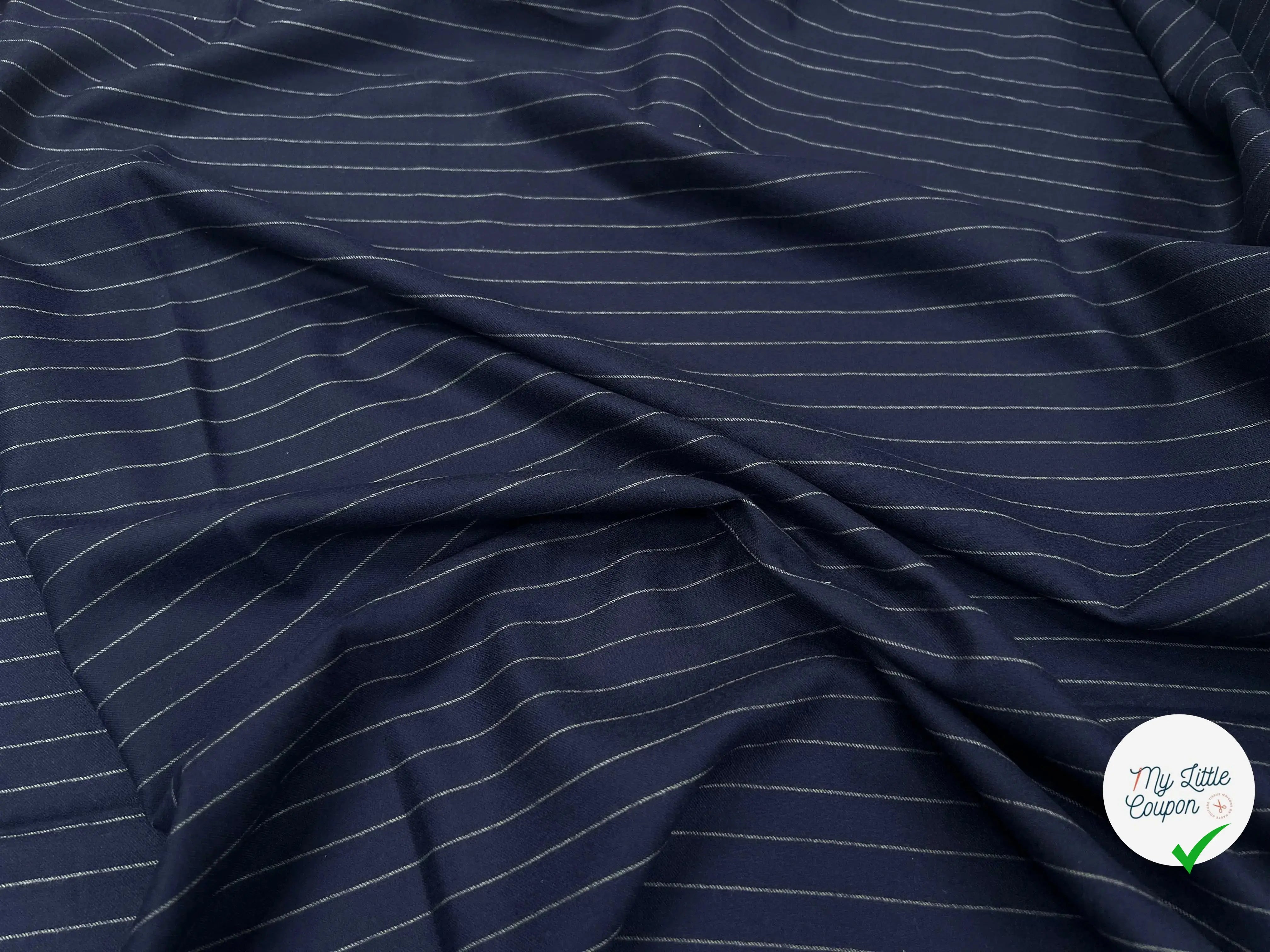 FLANELLE DE LAINE RAYURE ULTRA CHIC MARINE - My Little Coupon