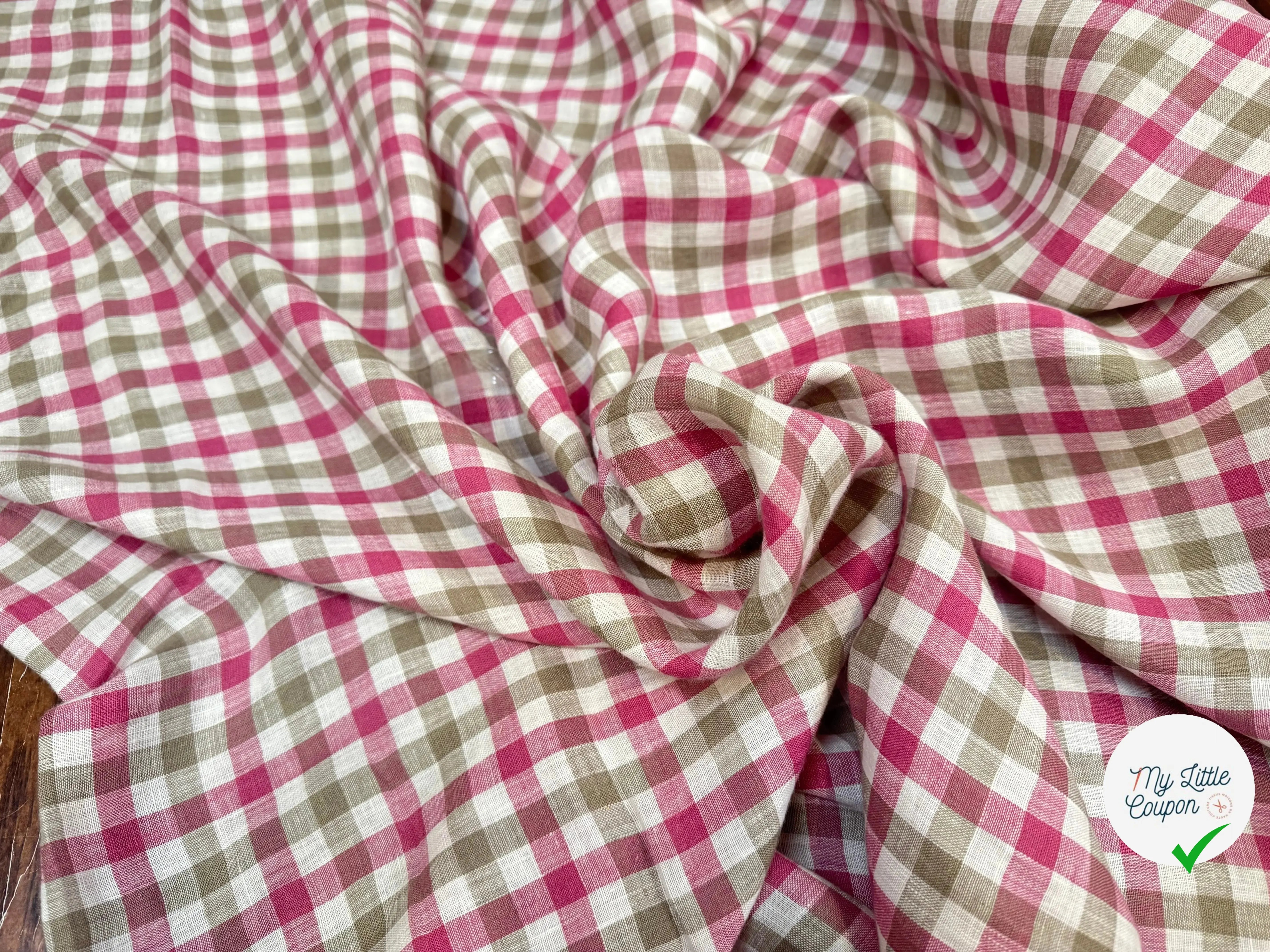 LIN VICHY ROSE BLANC MARRON - My Little Coupon