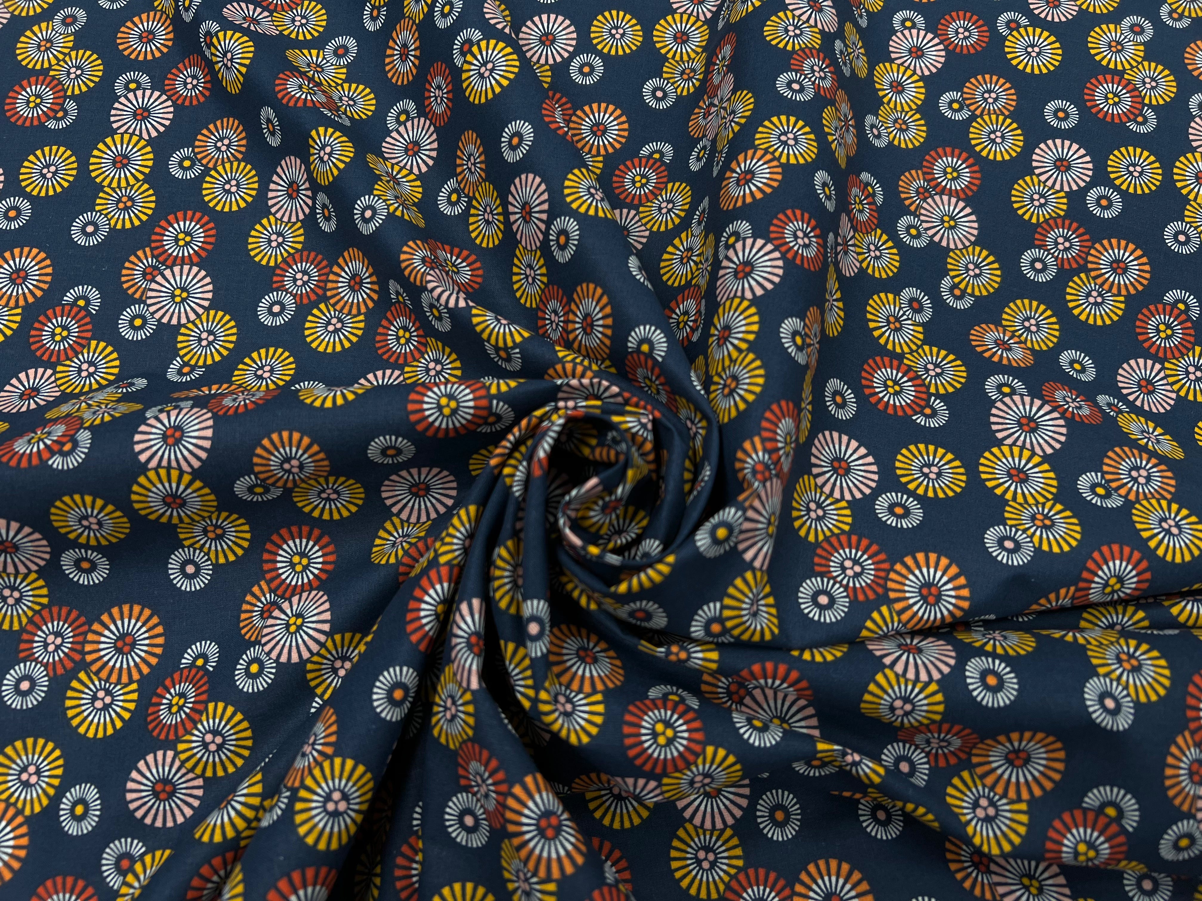 PERCALE DE COTON SOLEIL-LEVANT INDIGO - My Little Coupon