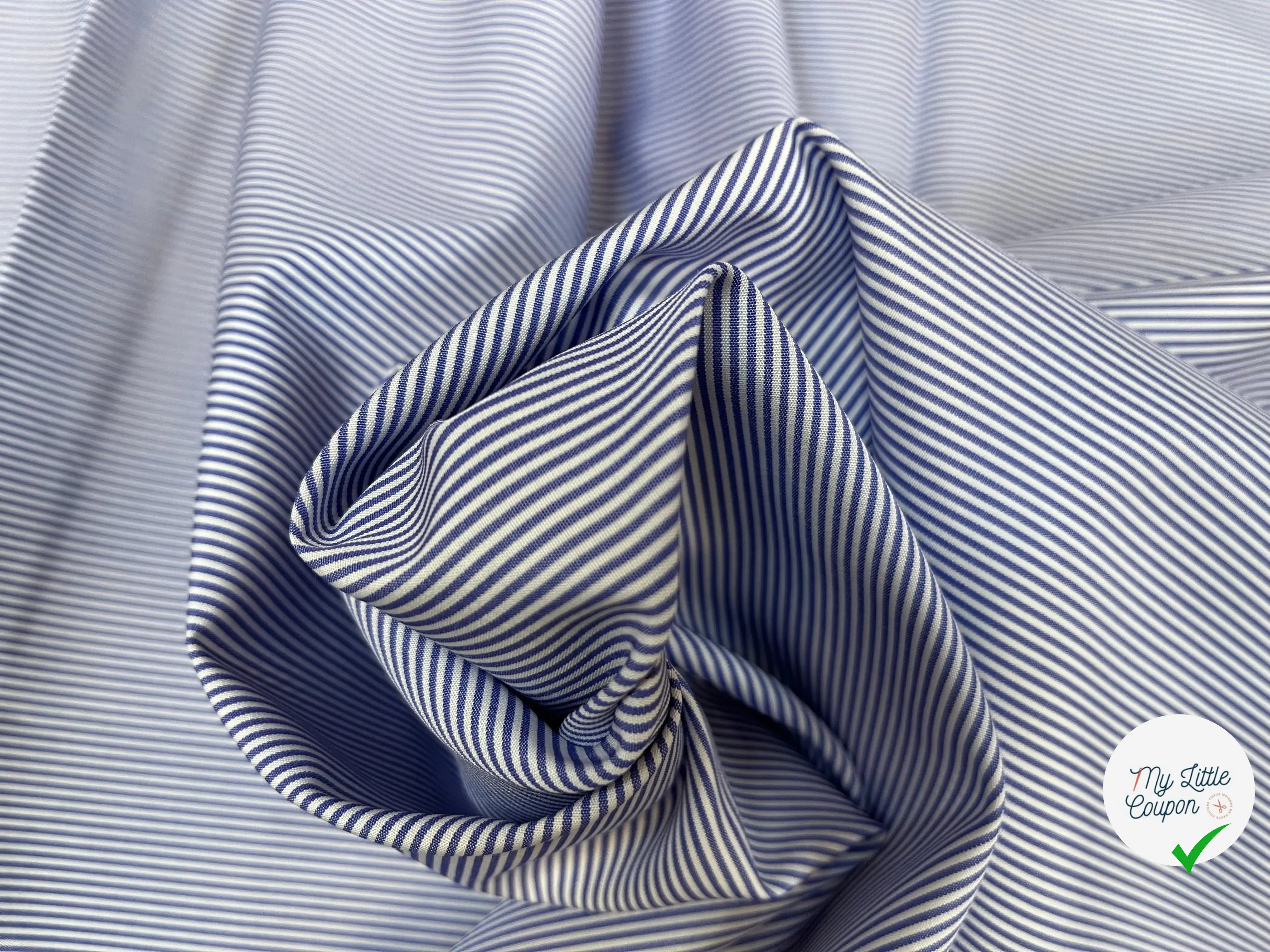 POPELINE DE COTON À RAYURE BLEU ET BLANC - My Little Coupon