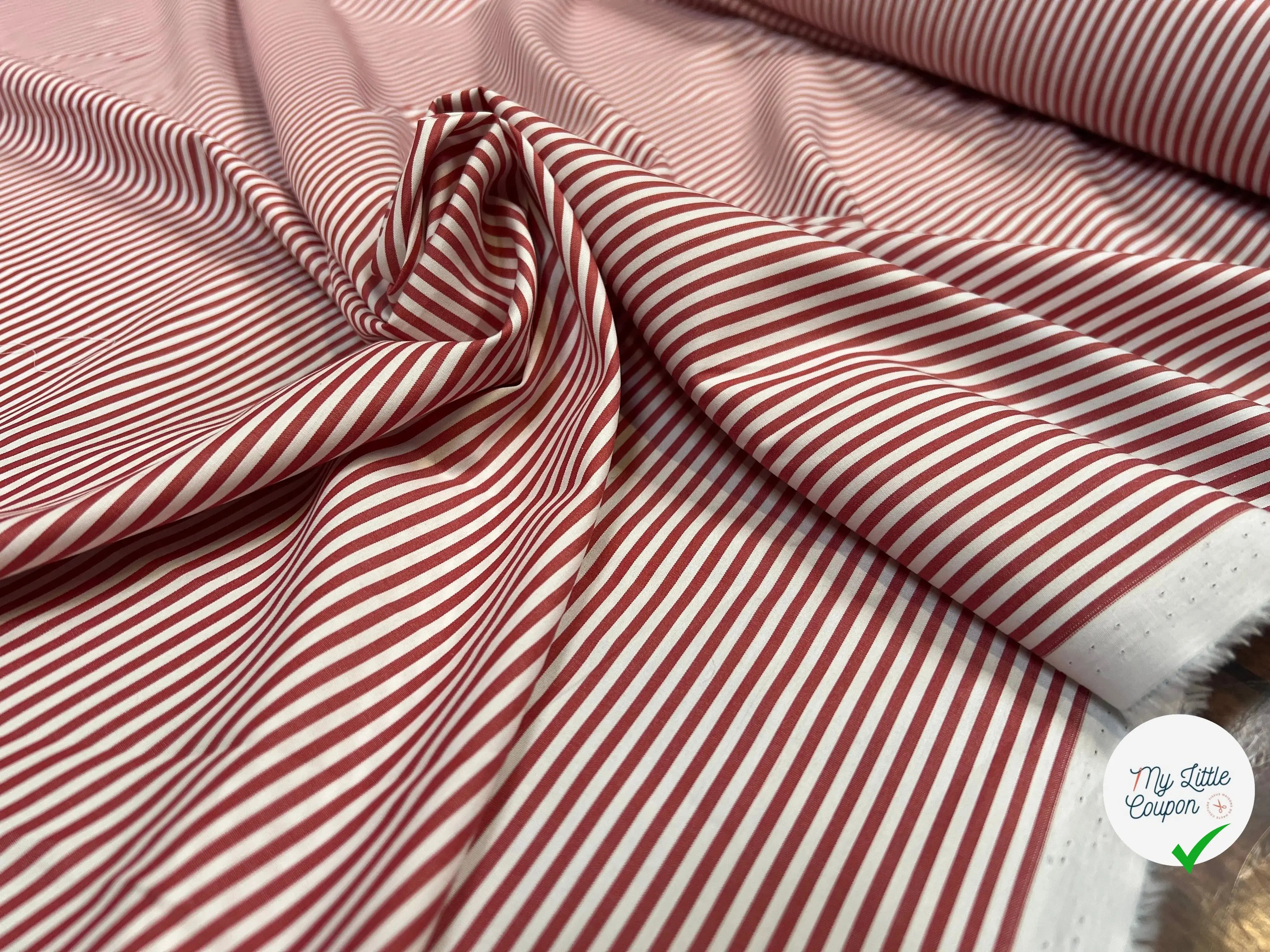 POPELINE DE COTON RAYURES ROUGES ET BLANCHES - My Little Coupon