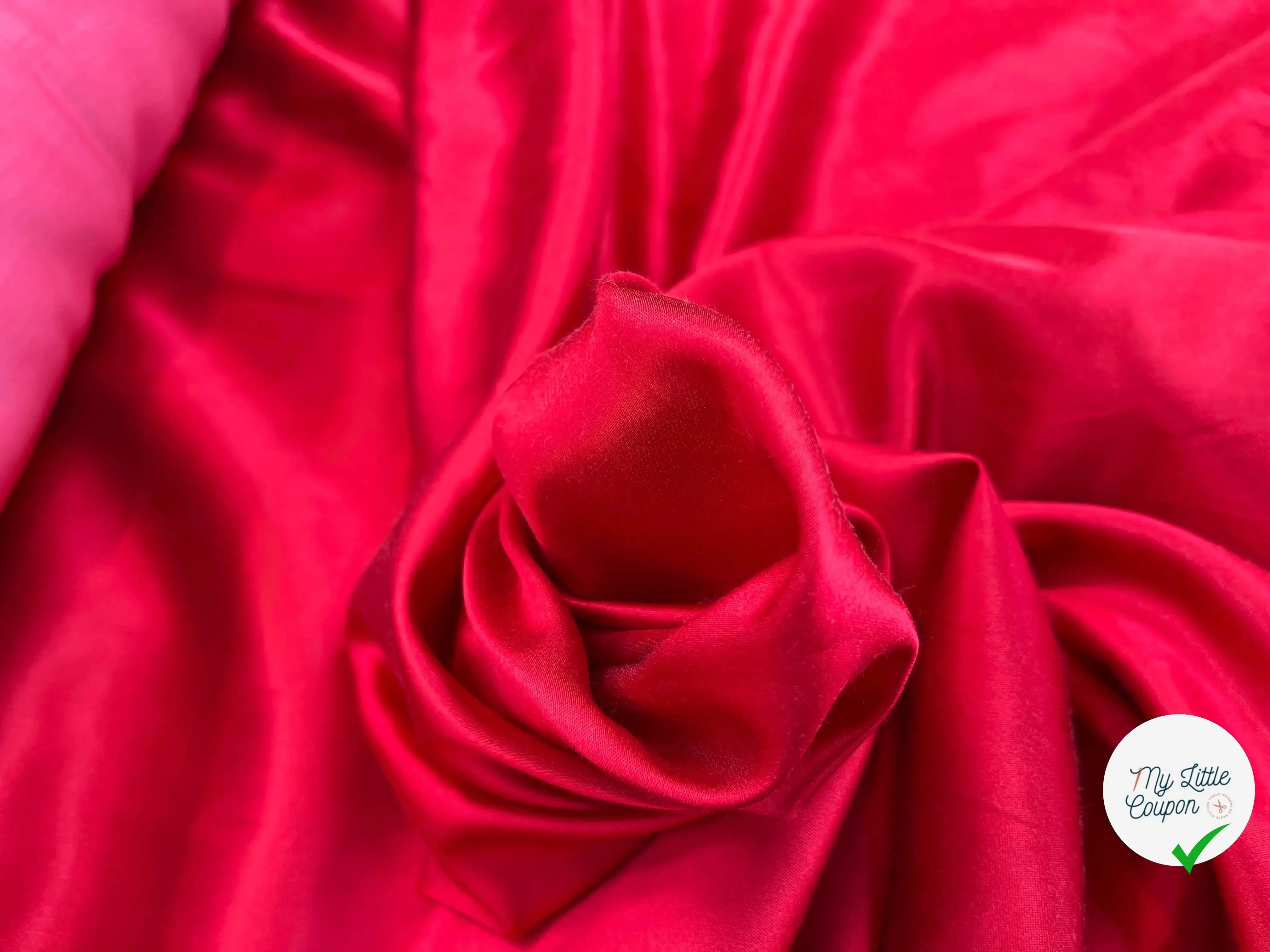 SATIN DE COTON FRAMBOISE ROSE UNI - My Little Coupon