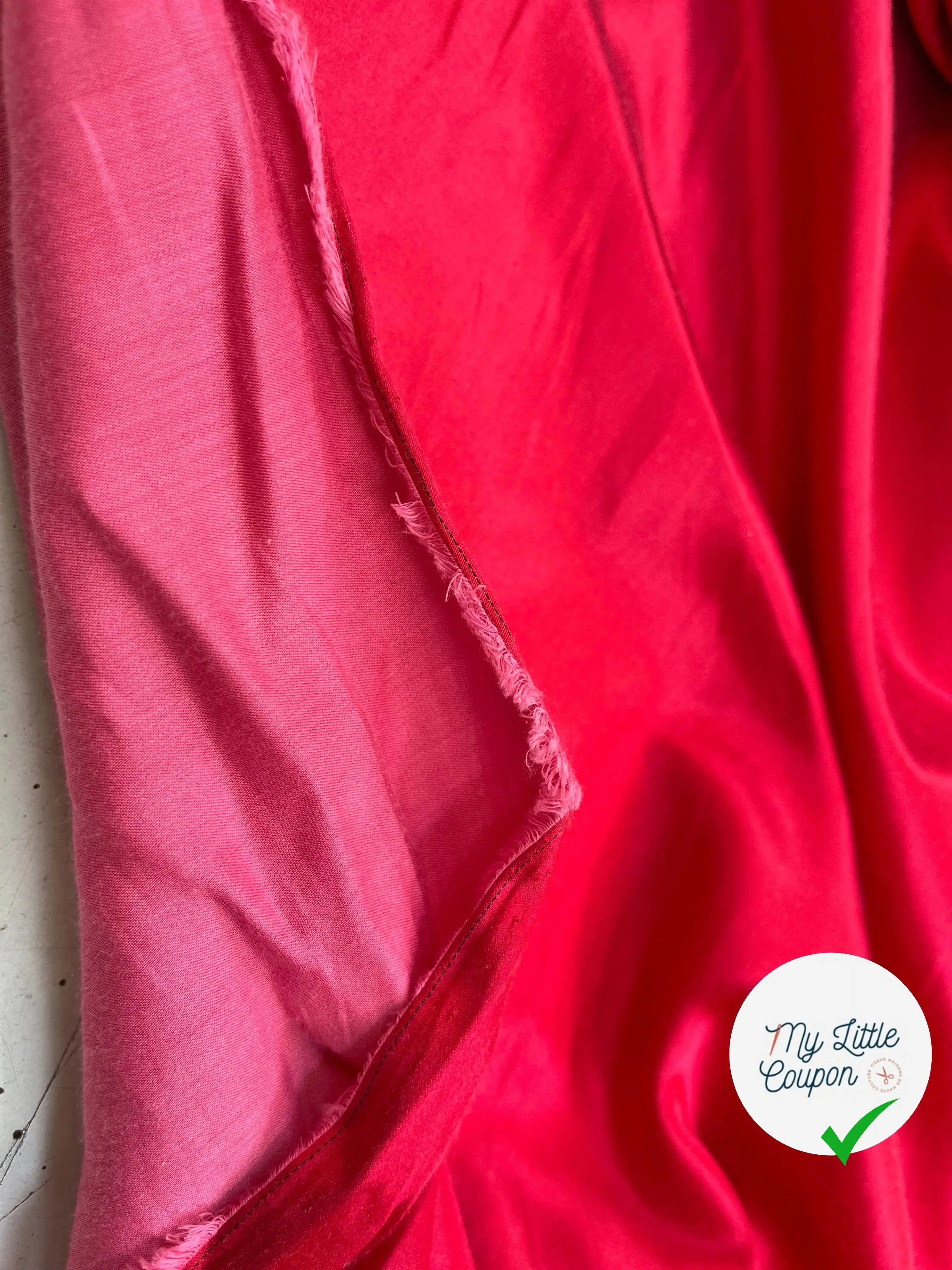 SATIN DE COTON FRAMBOISE ROSE UNI - My Little Coupon