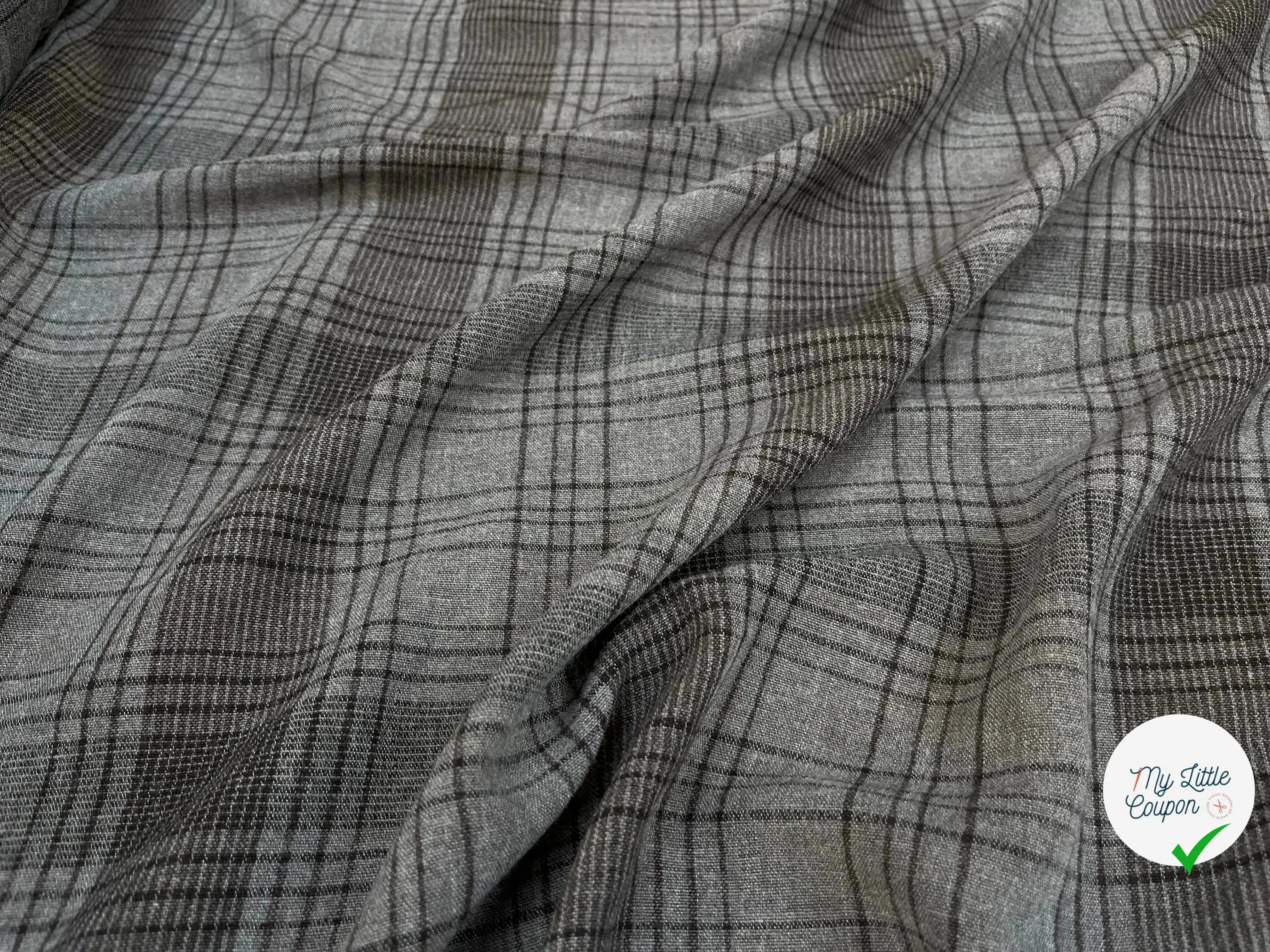 TISSU CHEMISE COTON SOIE PRINCE DE GALLES GRIS - My Little Coupon