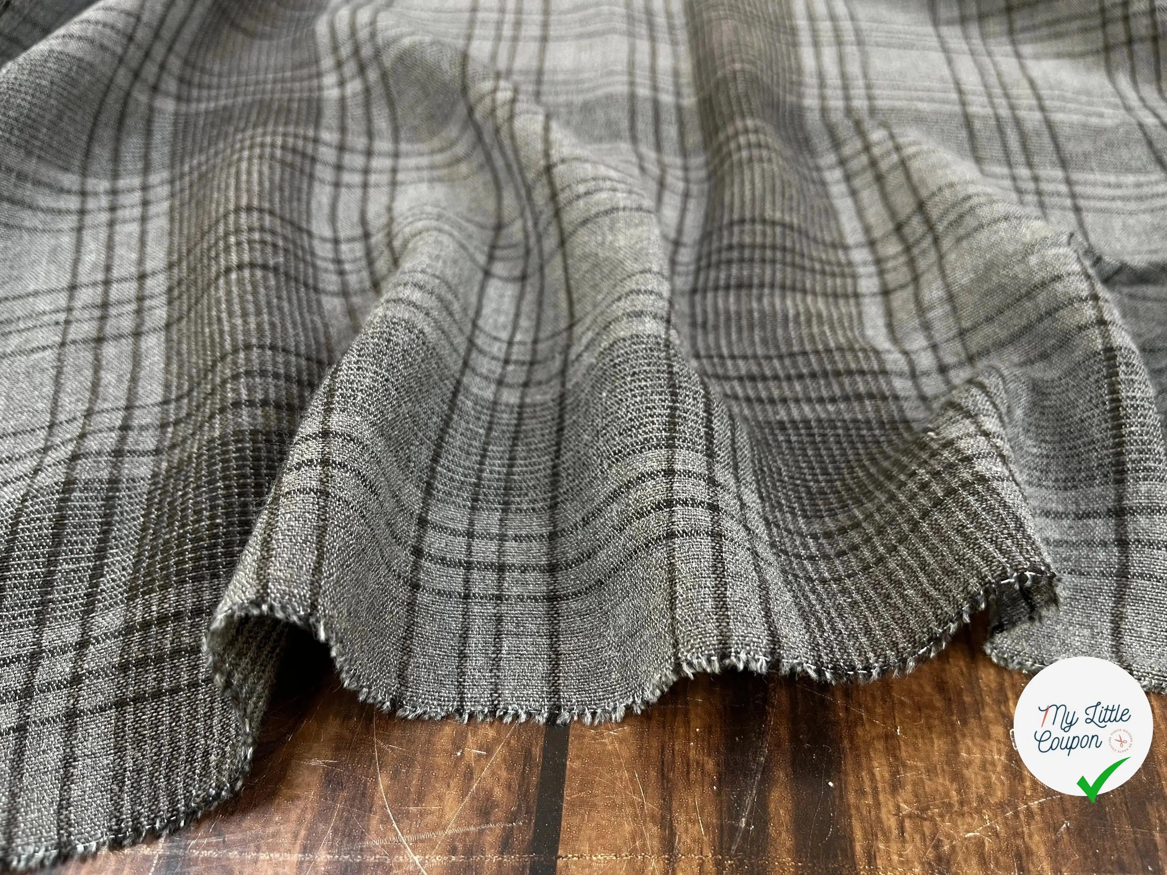 TISSU CHEMISE COTON SOIE PRINCE DE GALLES GRIS - My Little Coupon