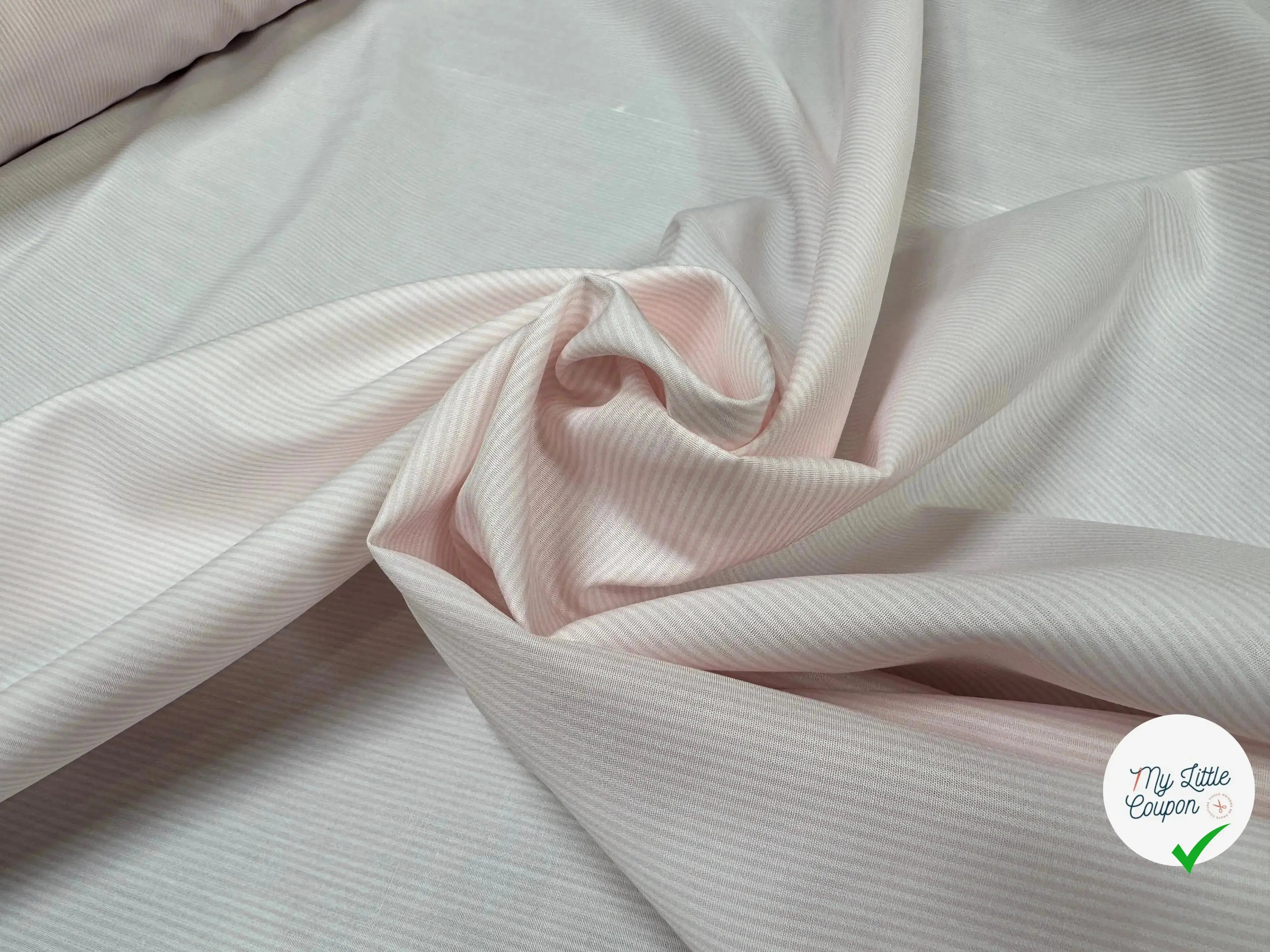 TISSU POPELINE RAYURES ROSE CLAIR ROSE - My Little Coupon