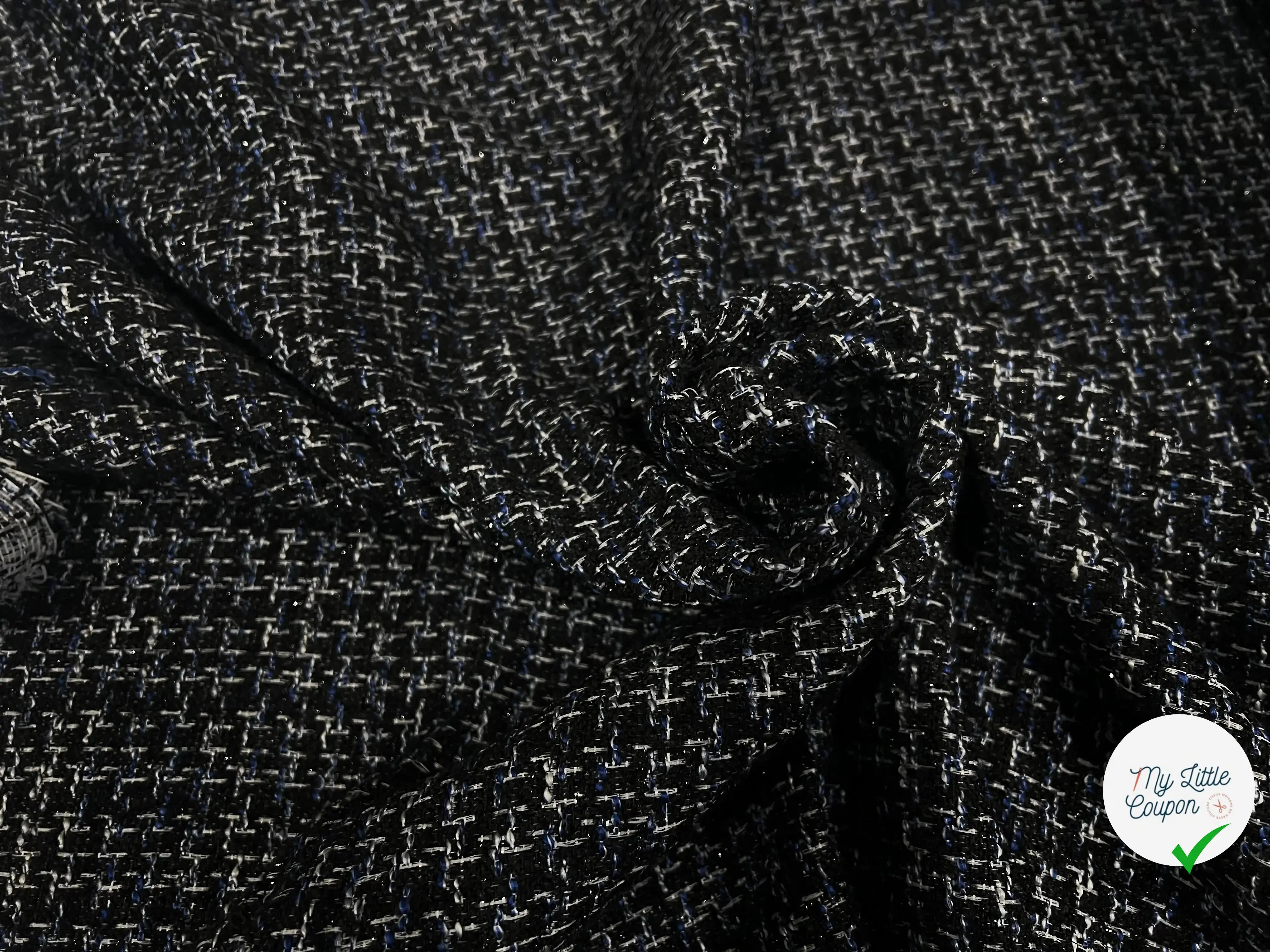 TWEED BLACK & BLUE 19%VISCOSE - My Little Coupon