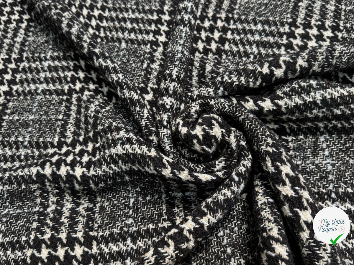 TWEED BLOUCLETTE TEXQUEBEC 25% LAINE NOIRBLANC PIED DE COQ - My Little Coupon