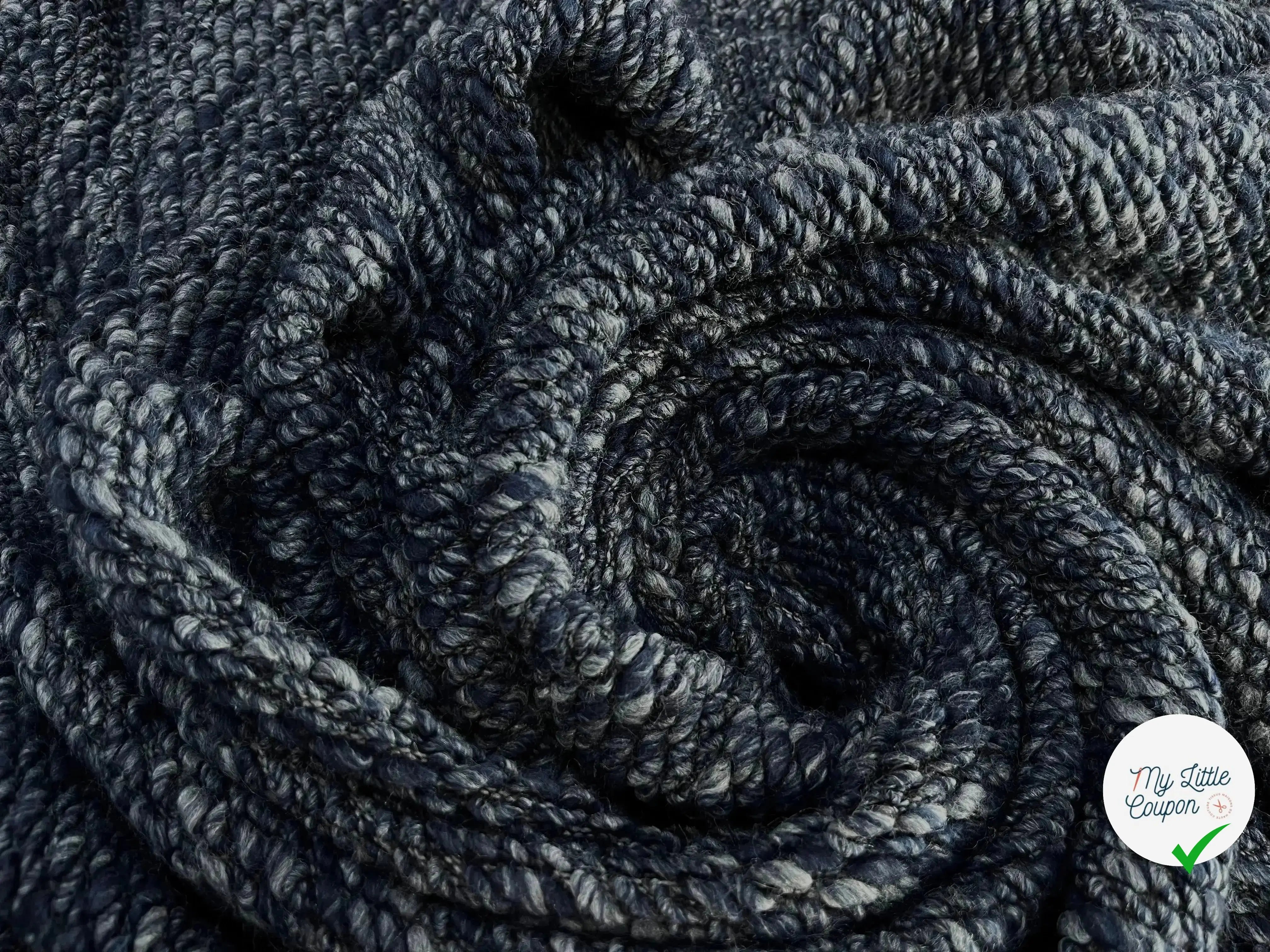 TWEED BOUCLETTE DE COTON BLEU GRIS - My Little Coupon