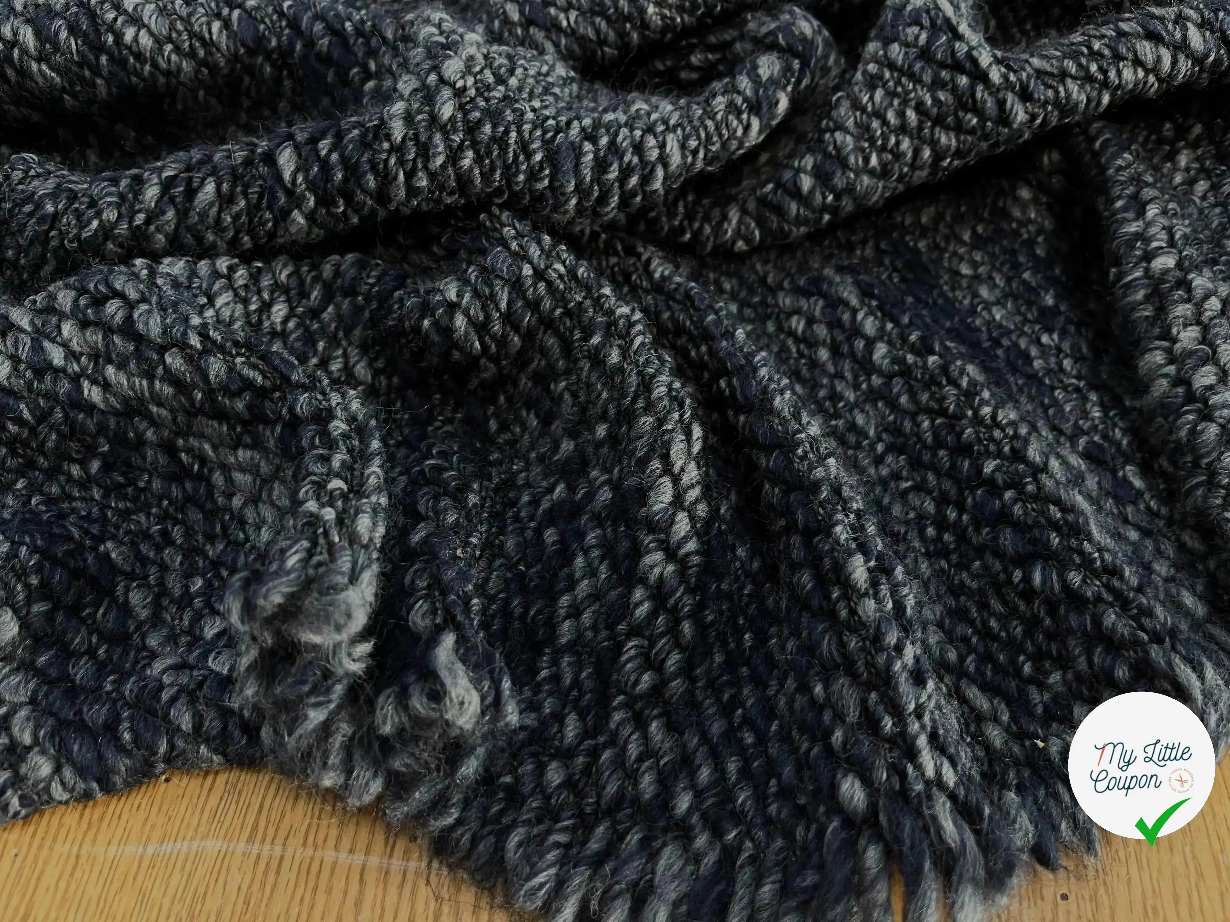 TWEED BOUCLETTE DE COTON BLEU GRIS - My Little Coupon