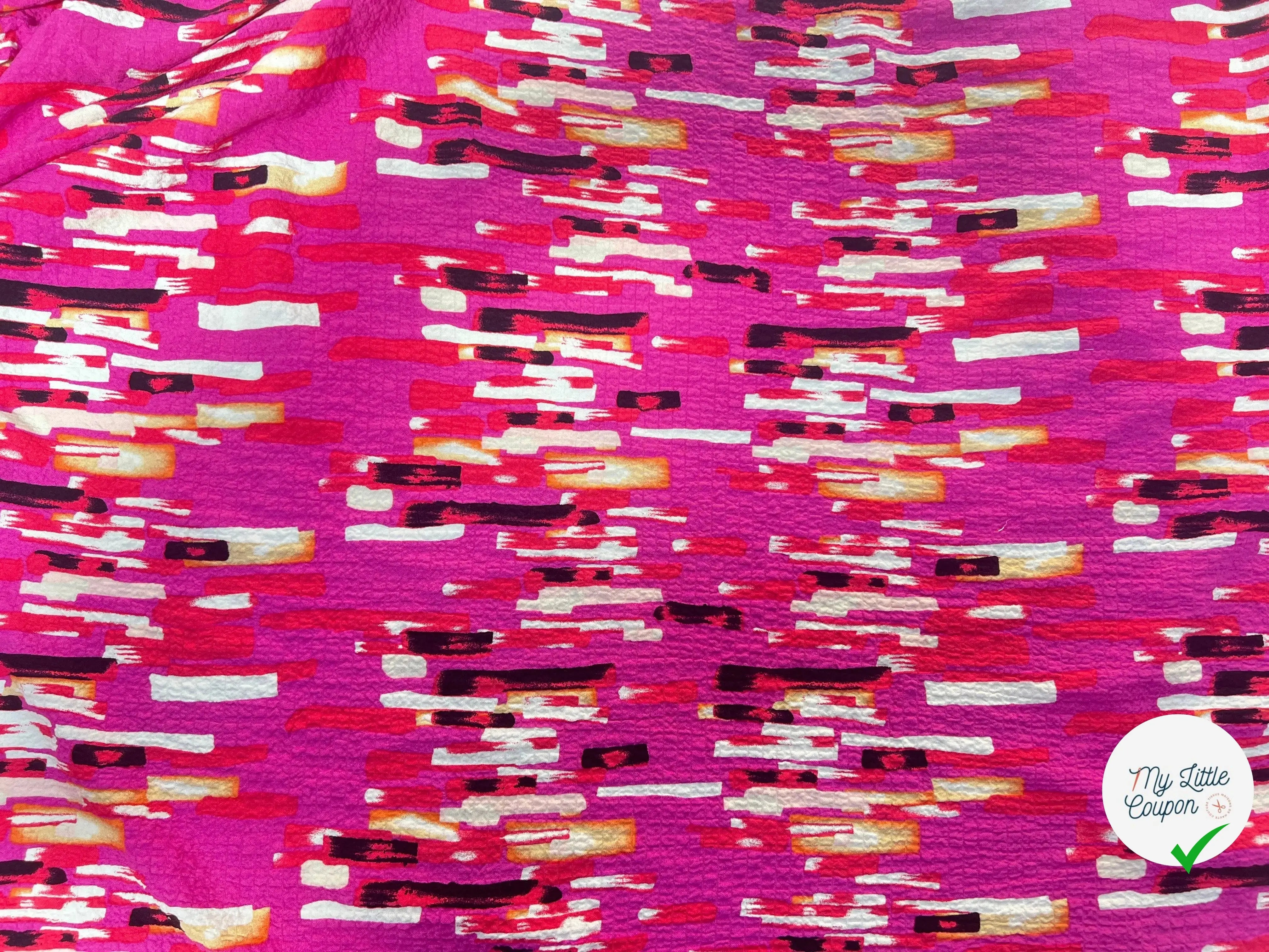 VISCOSE BUBBLE TISSU IMPRIMÉ ABSTRAIT FUCHSIA - My Little Coupon