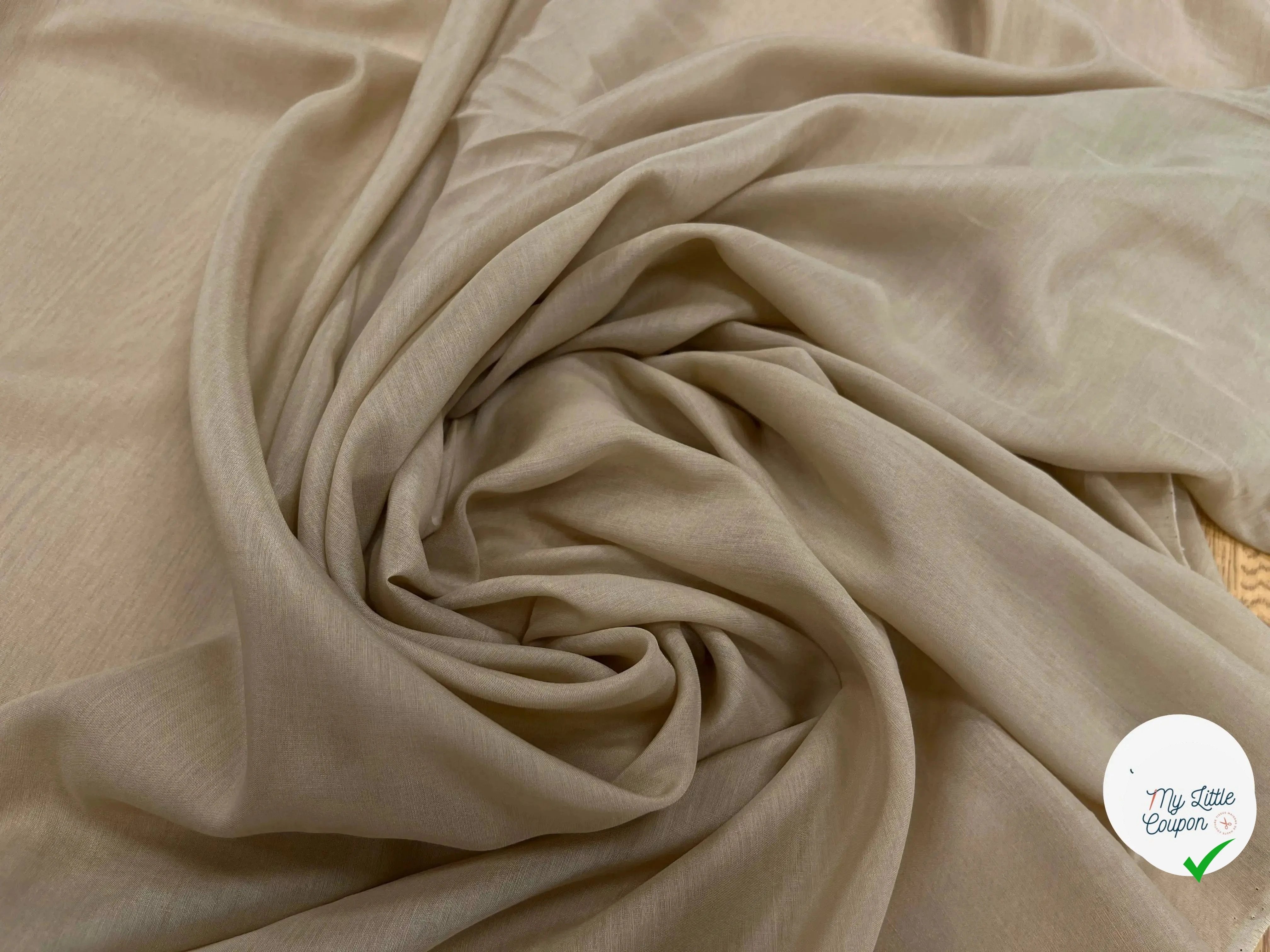 VOILE DE SOIE BEIGE CAMEL TRANSPARENT - My Little Coupon