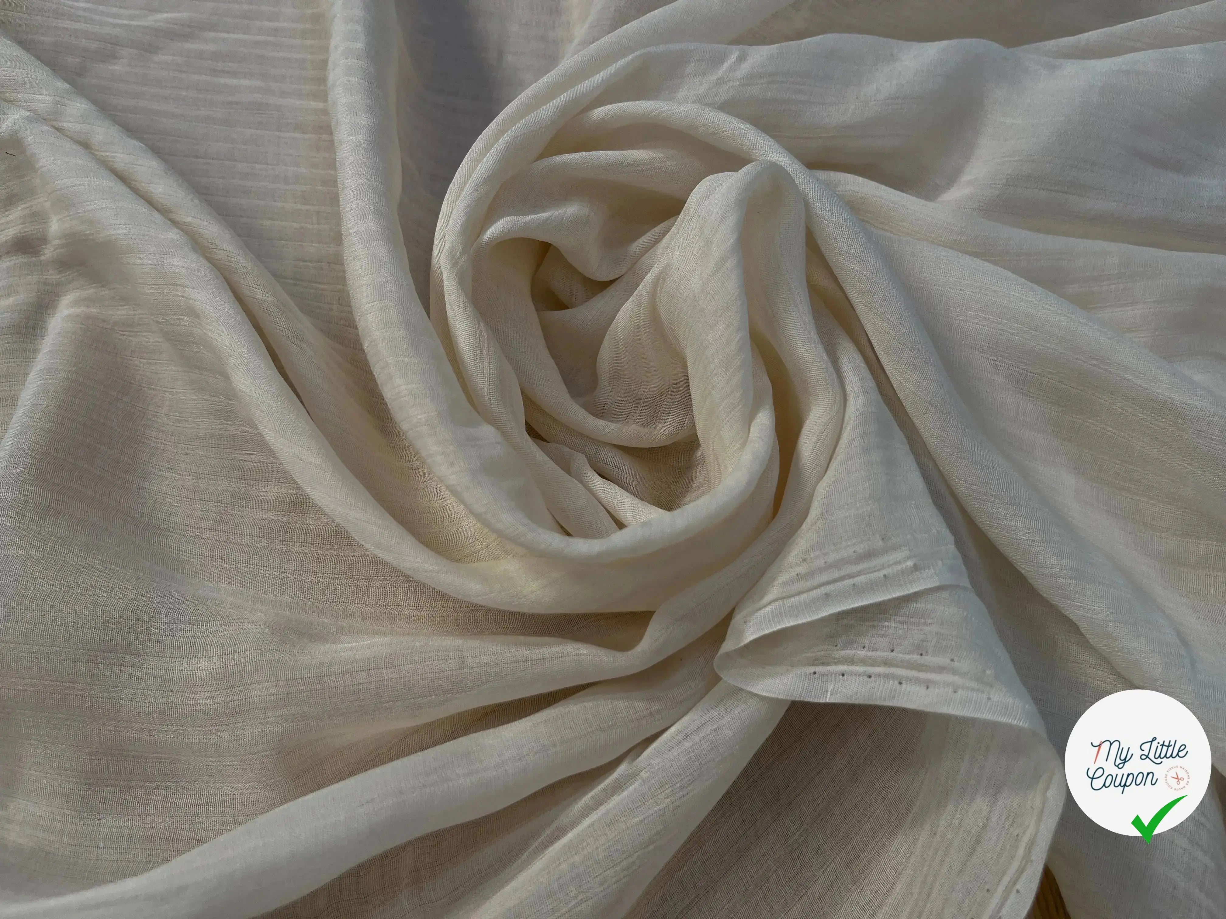 VOILE LÉGÈREMENT PLISSÉ UNI IVOIRE - My Little Coupon