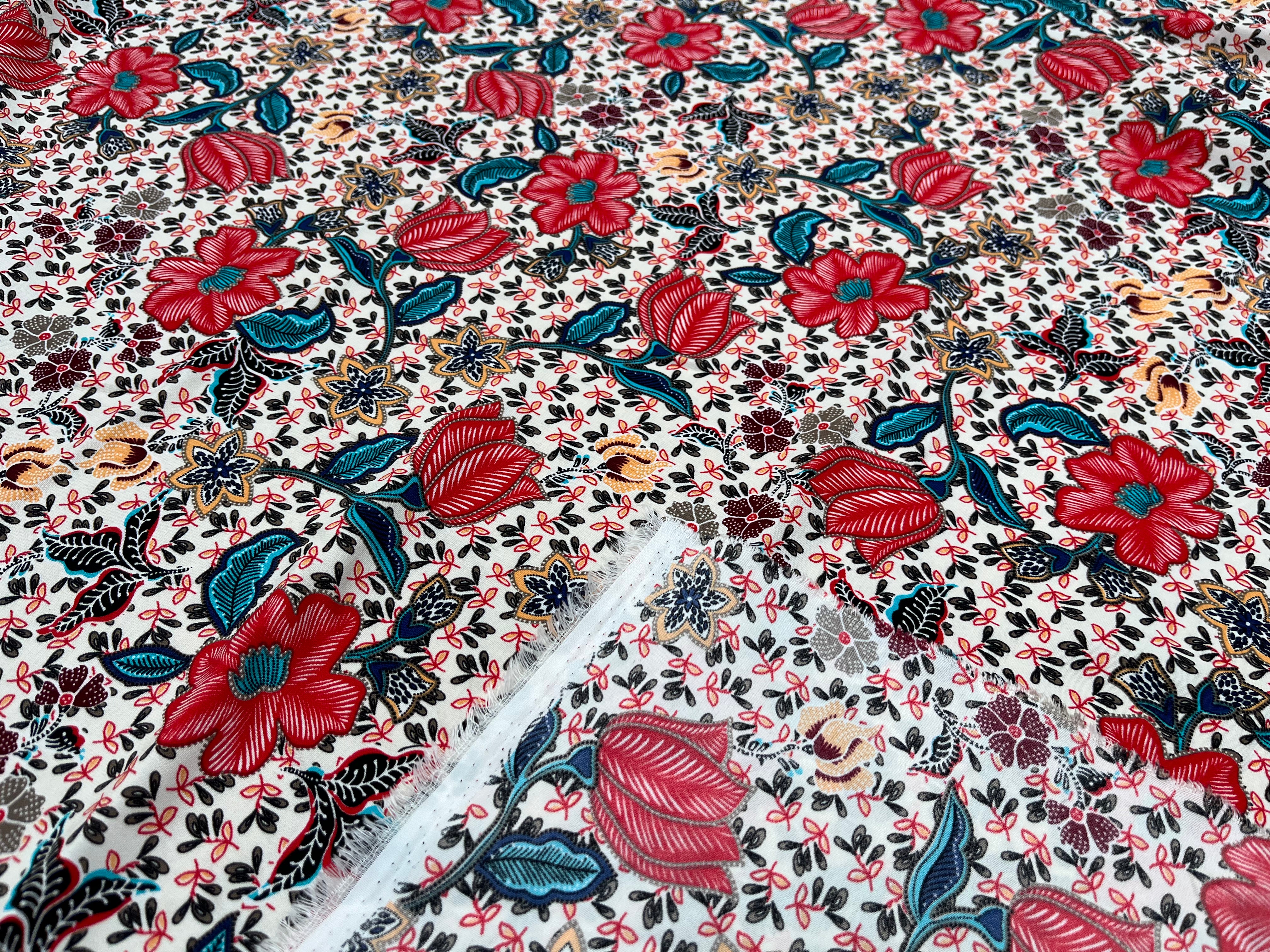 WOOLPEACH GROSSE FLEUR ROUGE FOND BEIGE - My Little Coupon