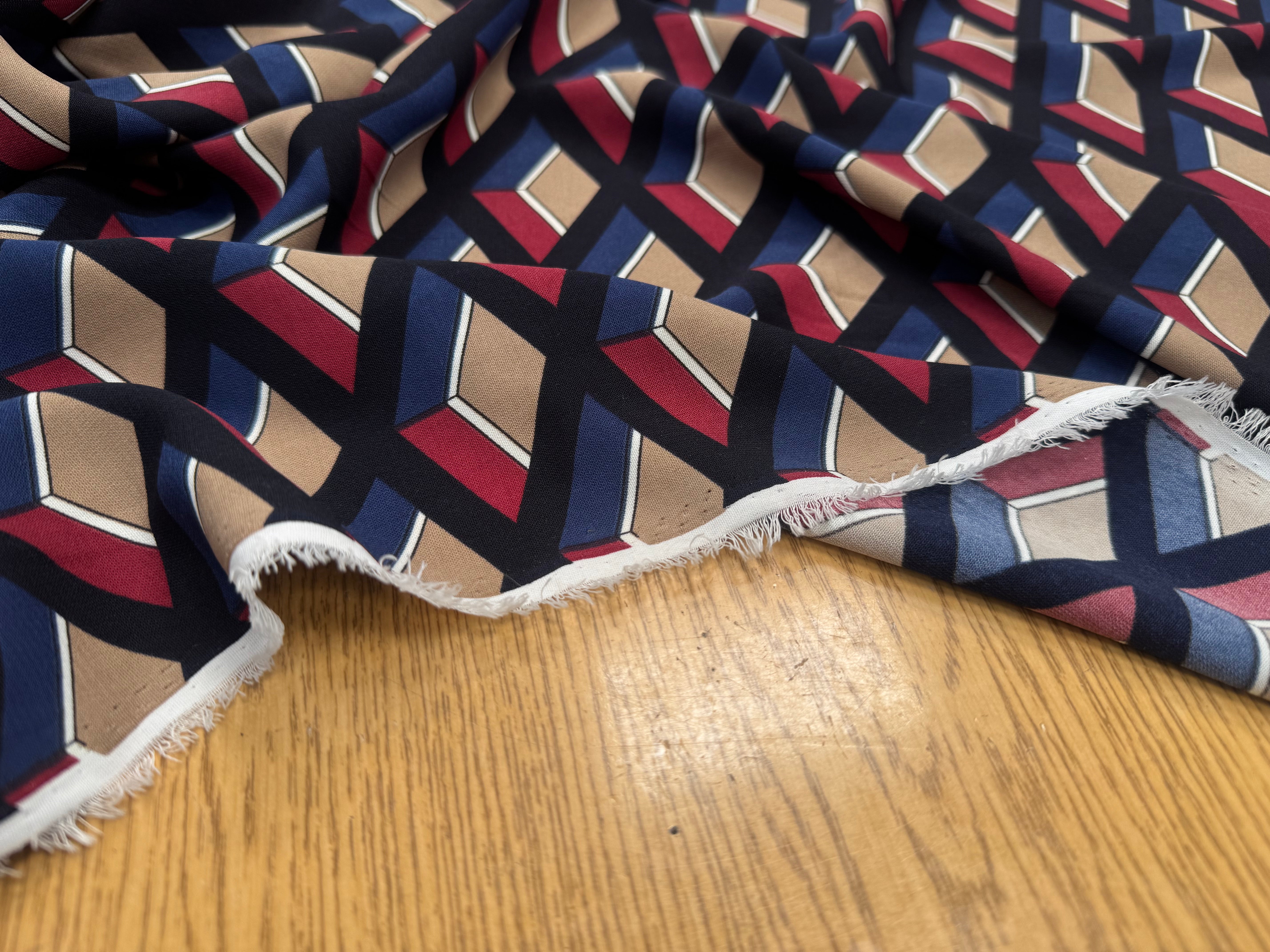 (Chute) WOOLPEACH MOTIFS GEOMÉTRIQUES BLEU ROUGE NOIR - My Little Coupon