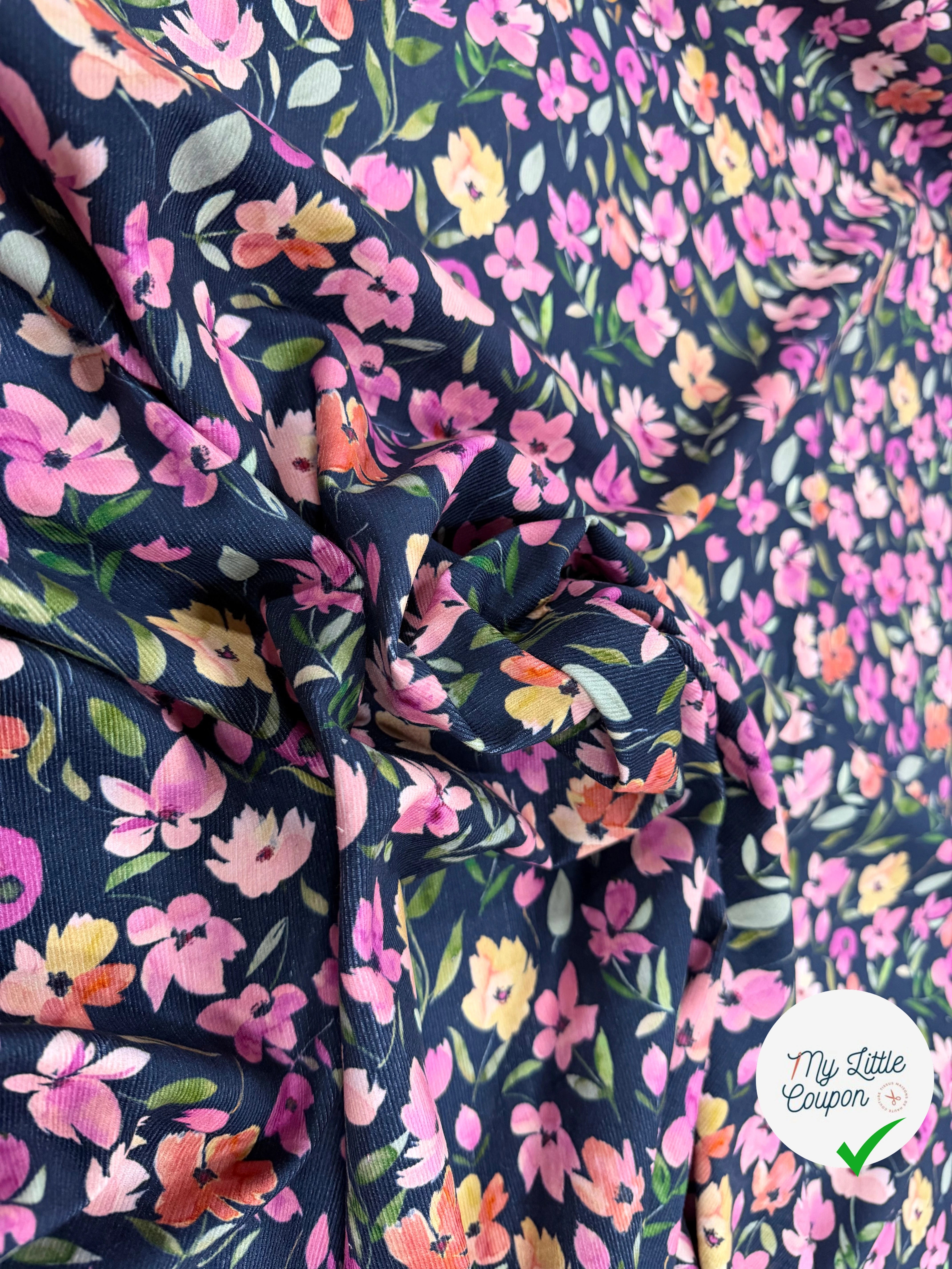 BABYCORD DIGITAL FLOWERS – NAVY - My Little Coupon