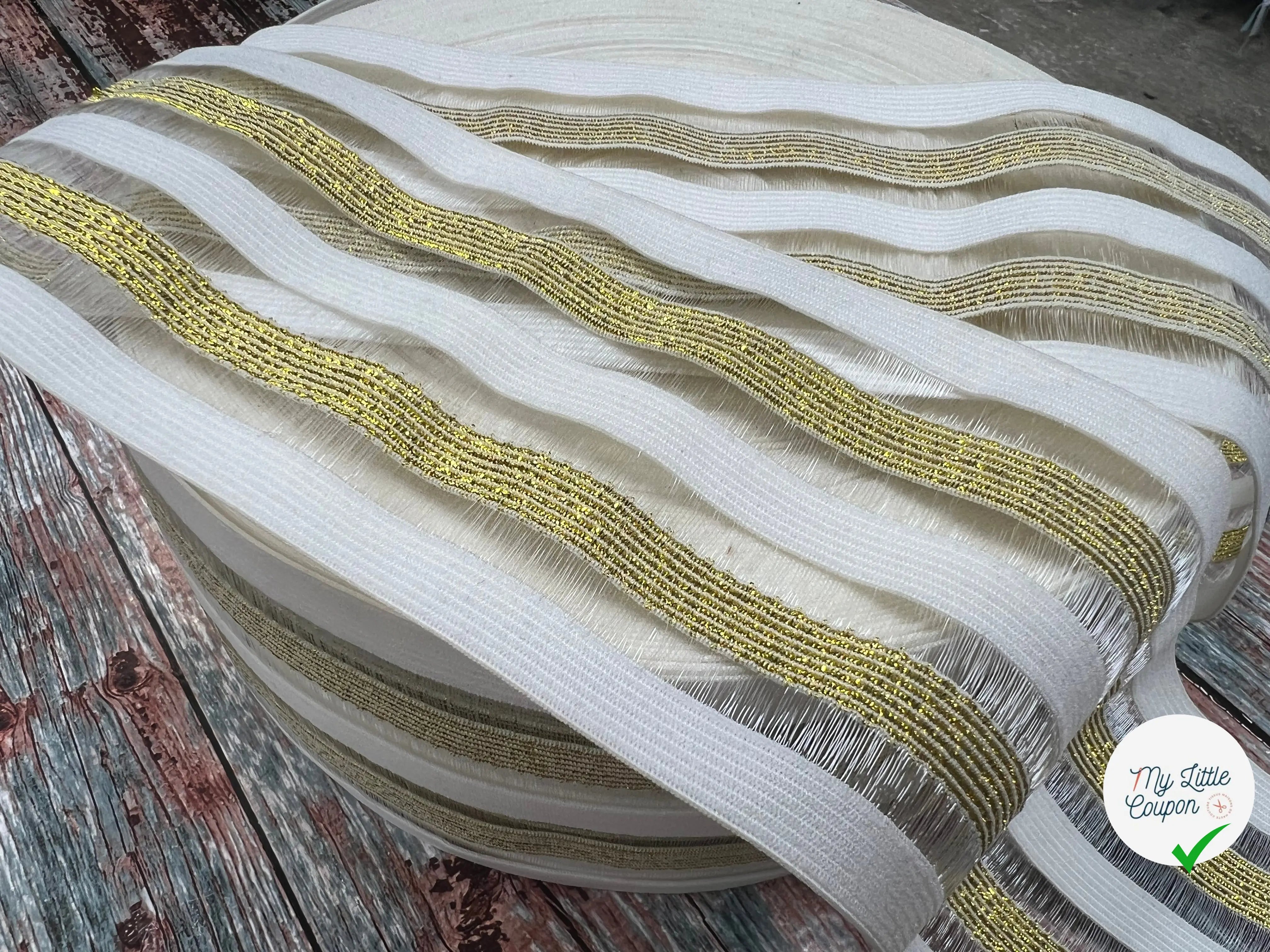 BANDE ÉLASTIQUE FANTAISIE GOLD&WHITE - My Little Coupon