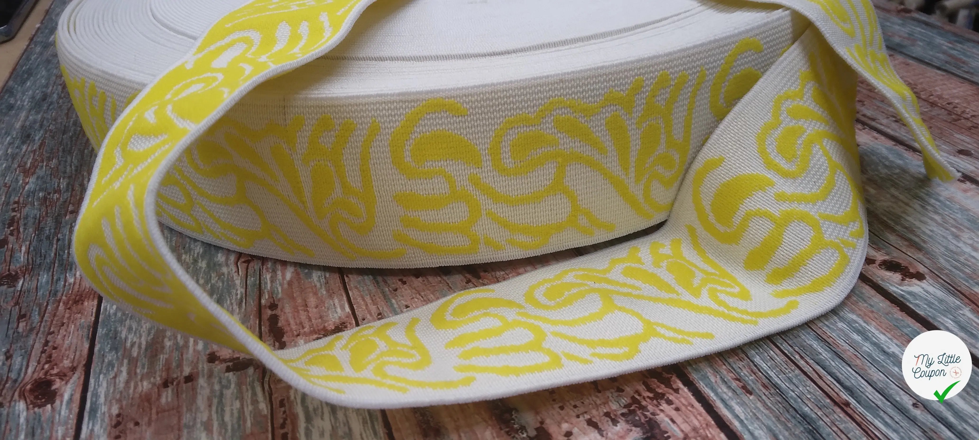 BANDE ÉLASTIQUE TISÉE ABSTRAIT JAUNE - My Little Coupon