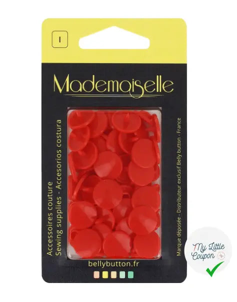 BOÎTE DE 20 BOUTON PRESSION 12,4MM ROUGE - My Little Coupon