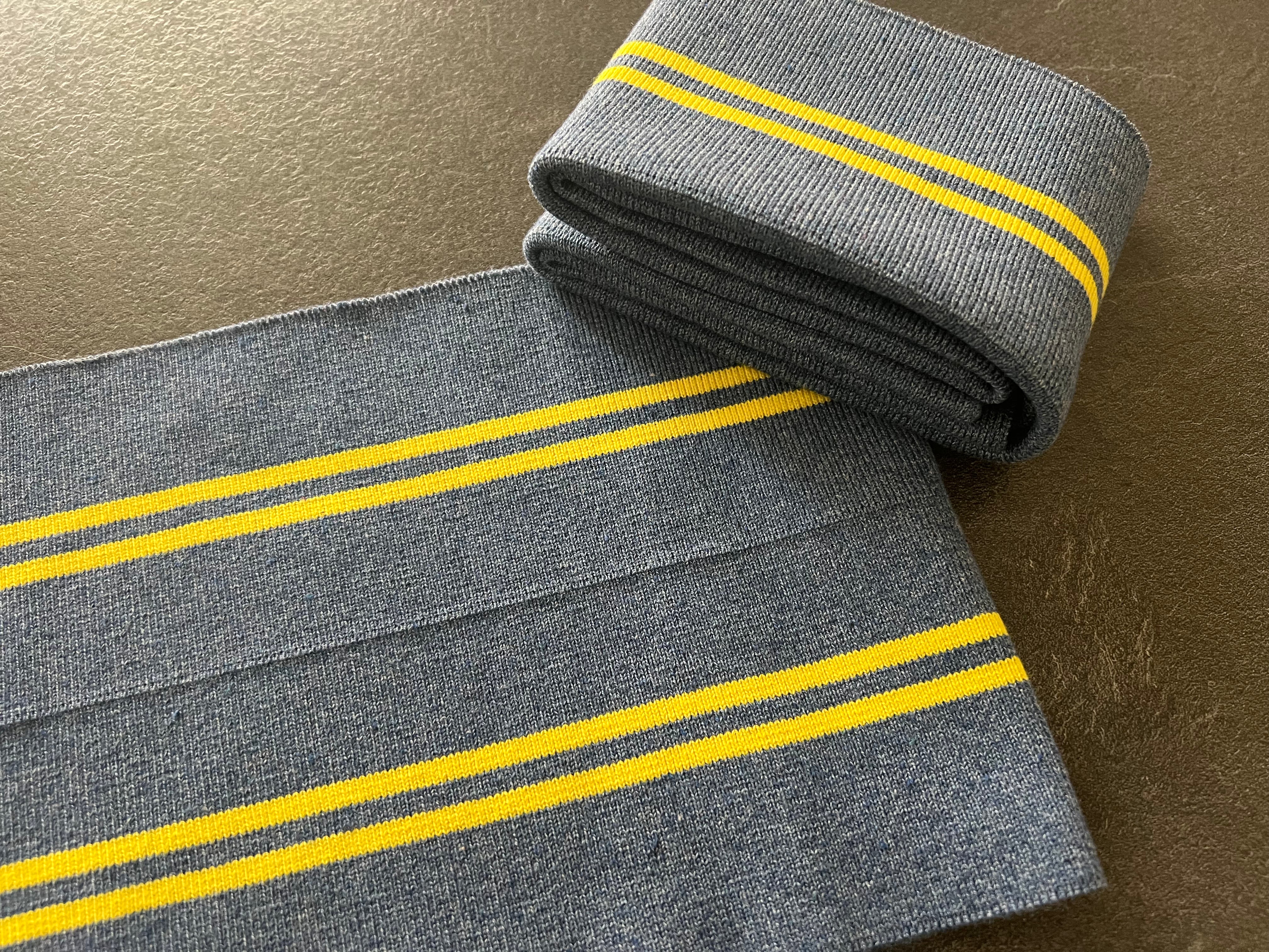 BORD CÔTE BLEU JEAN RAYURE JAUNE CITRON 100X8,5cm - My Little Coupon