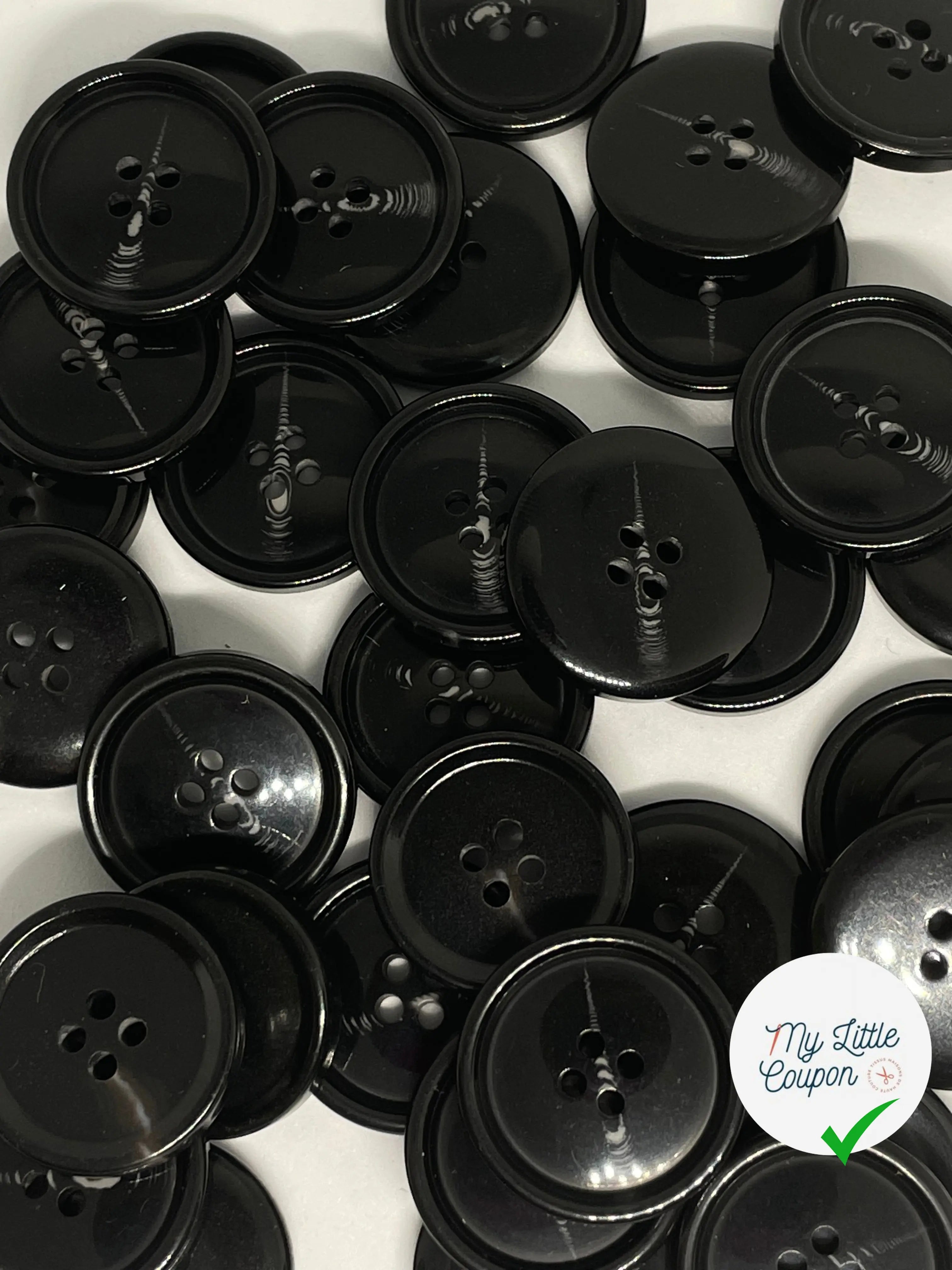 BOUTON NOIR VERNIS 23mm - lot de 2 - My Little Coupon