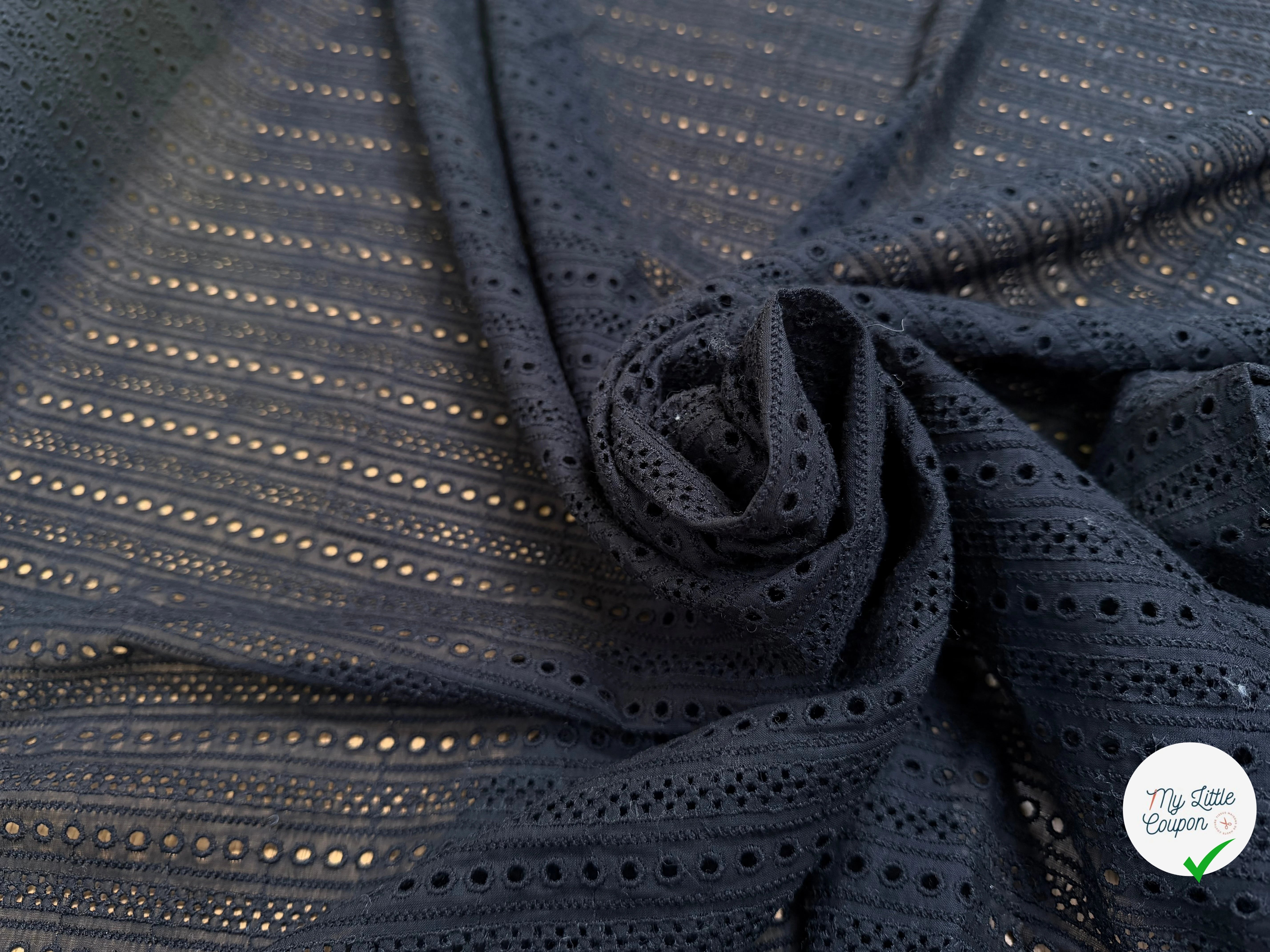 BRODERIE ANGLAISE 100% COTON CIRCULAIRE NOIR - My Little Coupon
