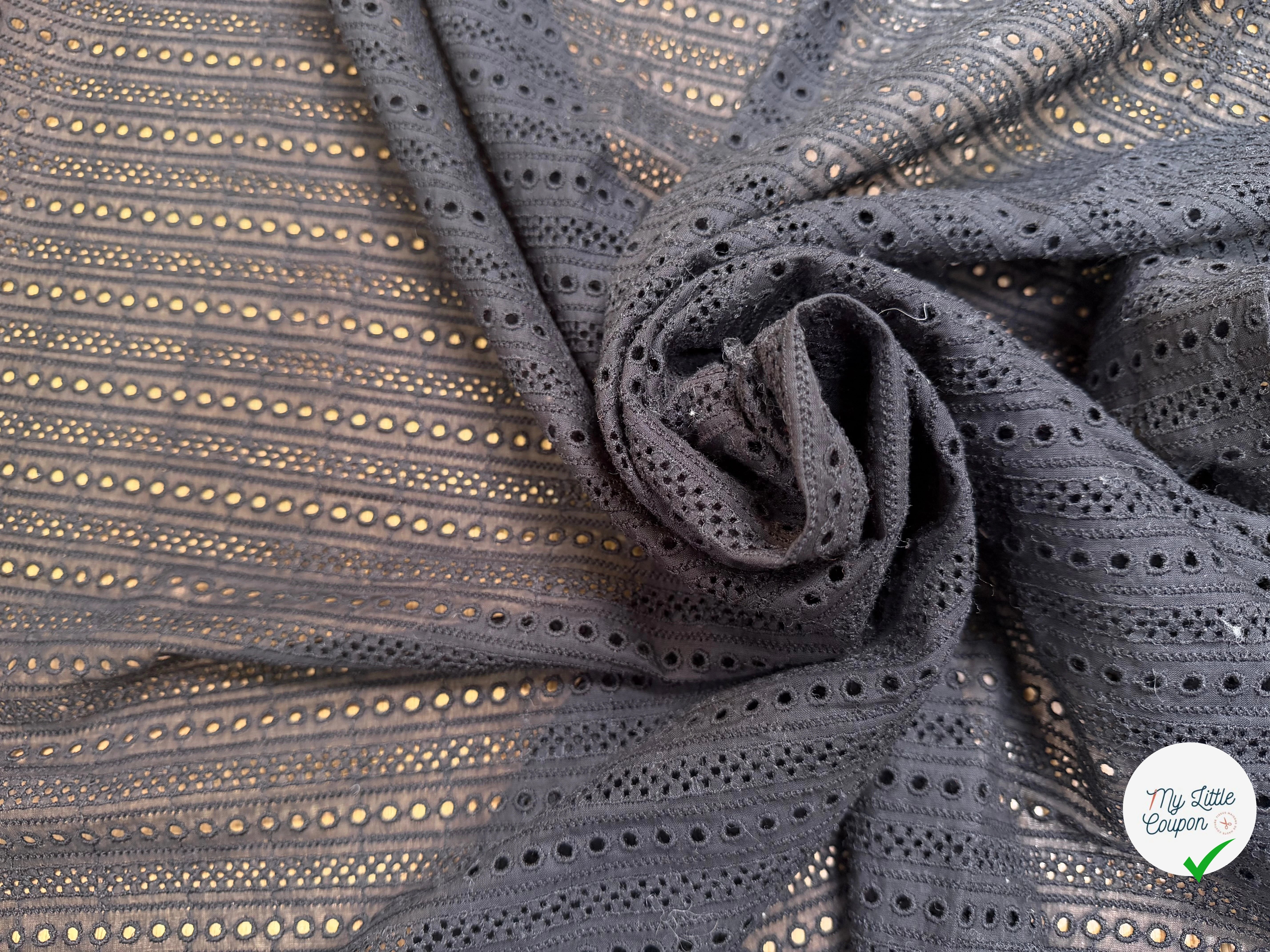 BRODERIE ANGLAISE 100% COTON CIRCULAIRE NOIR - My Little Coupon