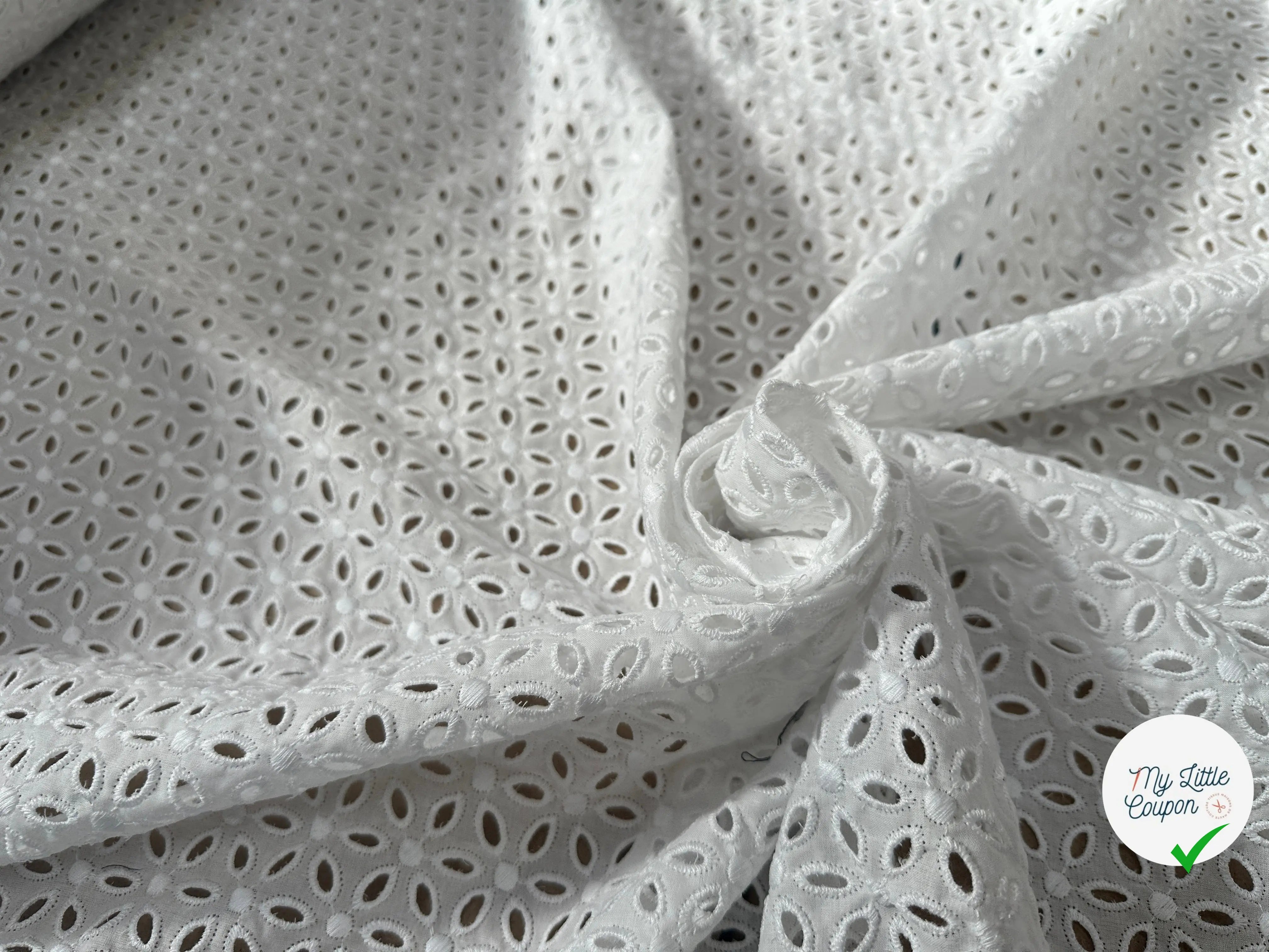 BRODERIE ANGLAISE COTON D'UN BLANC ECLATANT - My Little Coupon