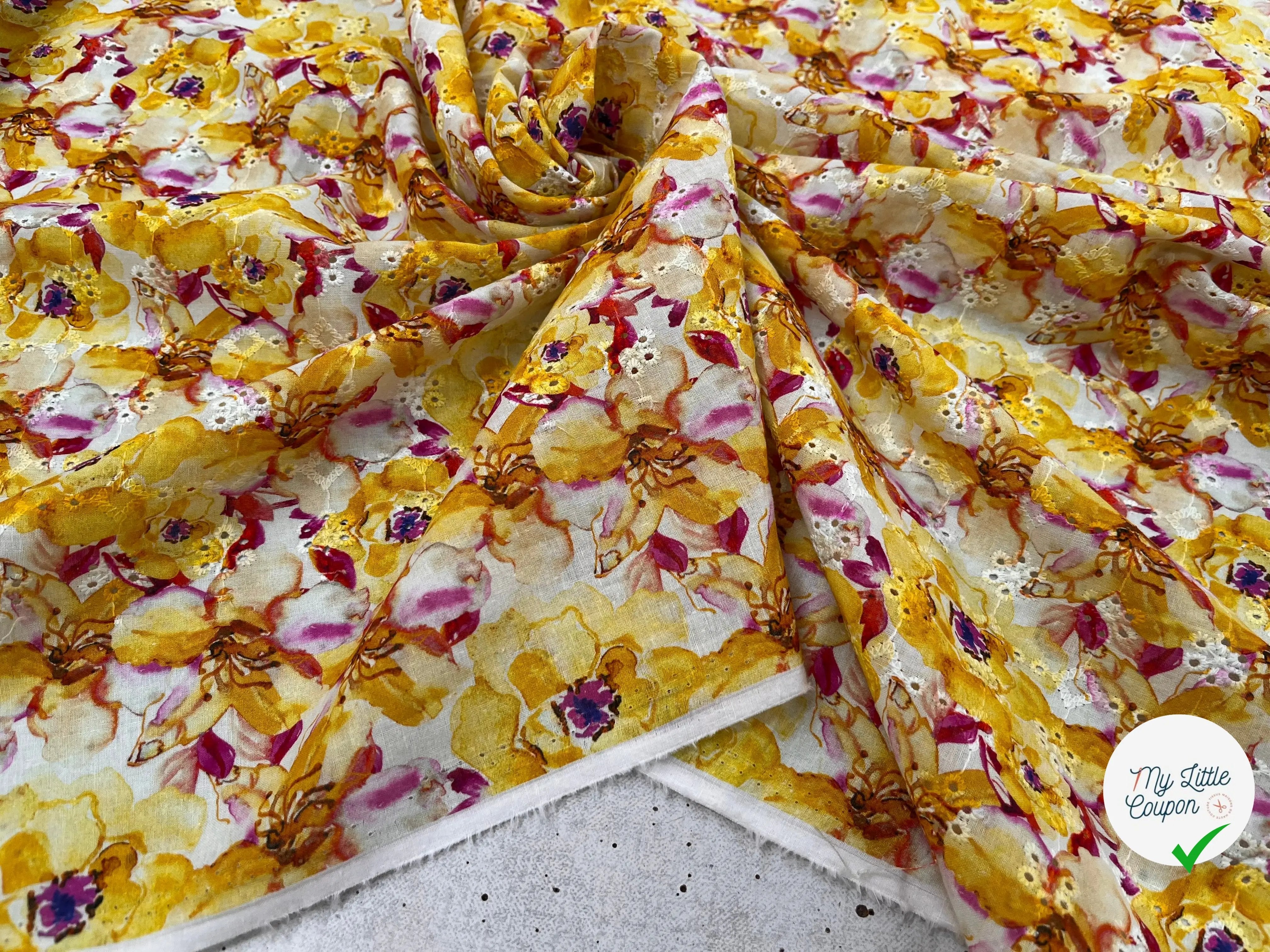 BRODERIE COTON BRODÉ DIGITAL FLOWER JAUNE - My Little Coupon