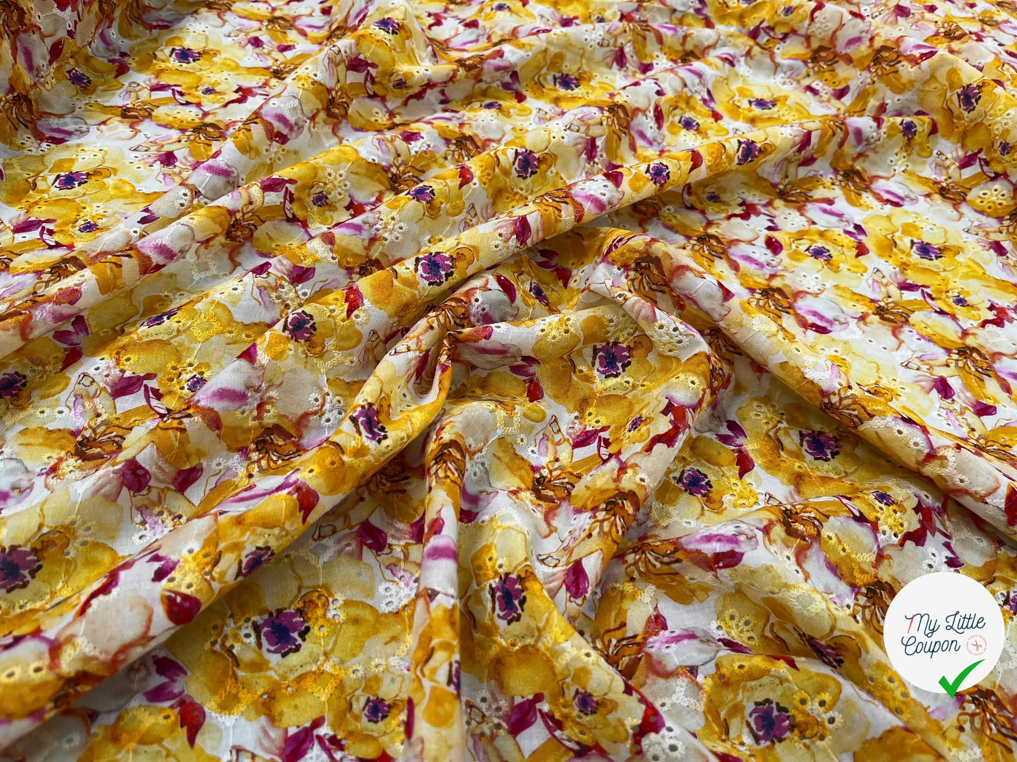 BRODERIE COTON BRODÉ DIGITAL FLOWER JAUNE - My Little Coupon