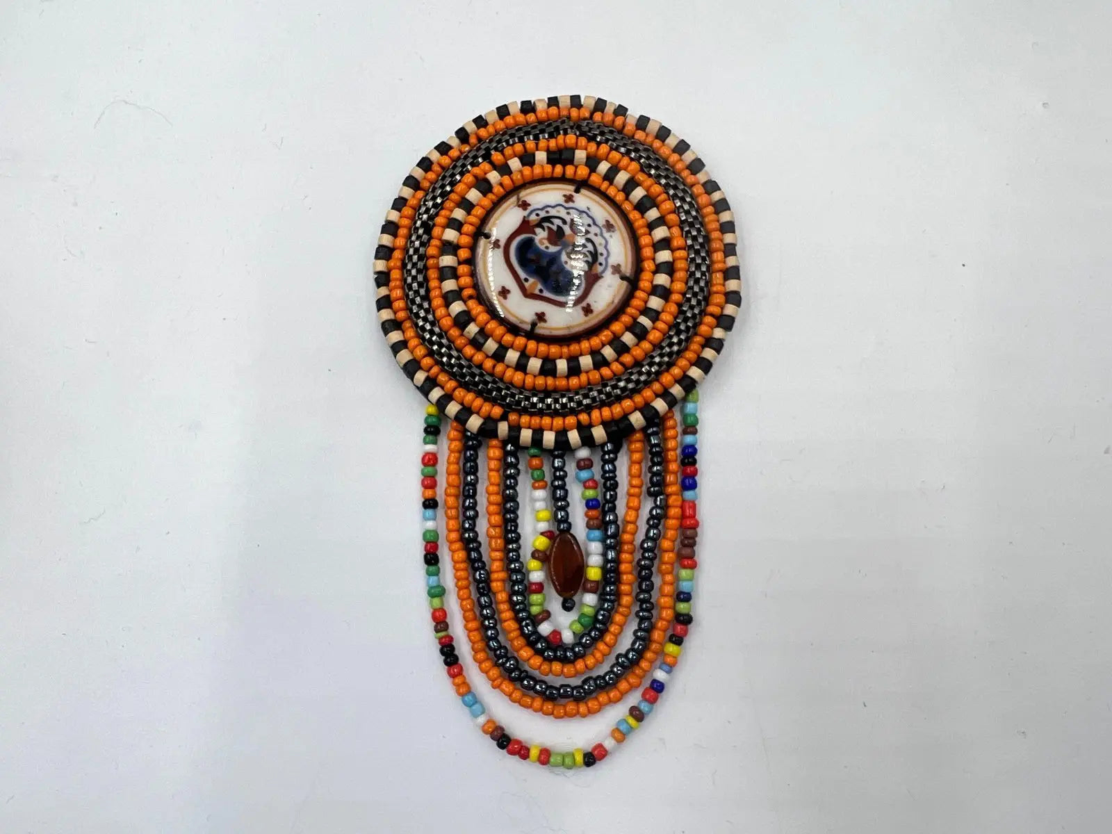 BRODERIE PERLÉE CERCLE ORANGE ET BRUN - My Little Coupon - tissu - coudre