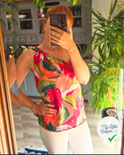BUBBLE CREPE FEUILLAGE COLORÉ RED GREEN MLC INTERN