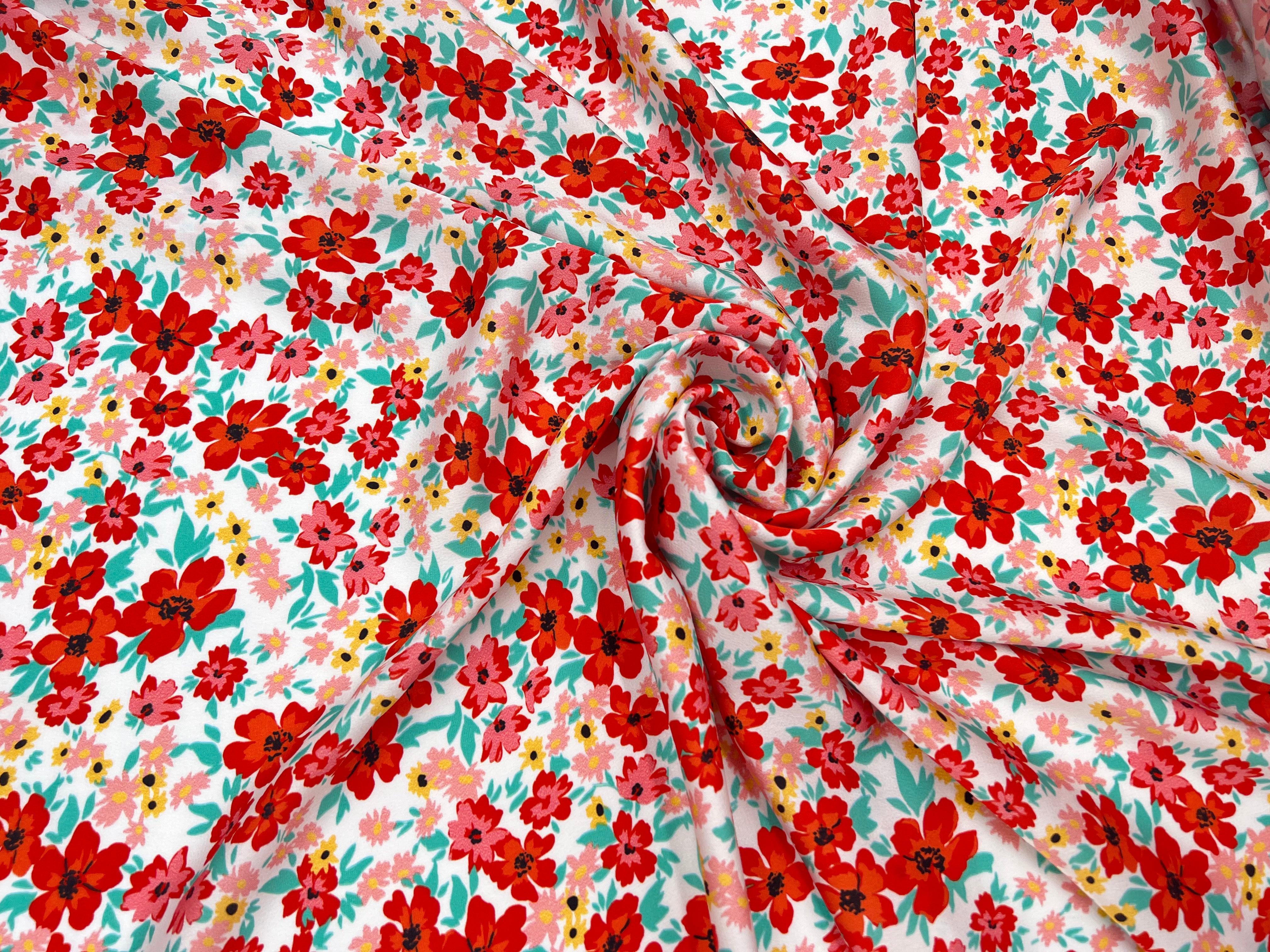 BUBBLE CRÊPE MULTITUDE DE FLEURS FIRE RED MLC INTERN